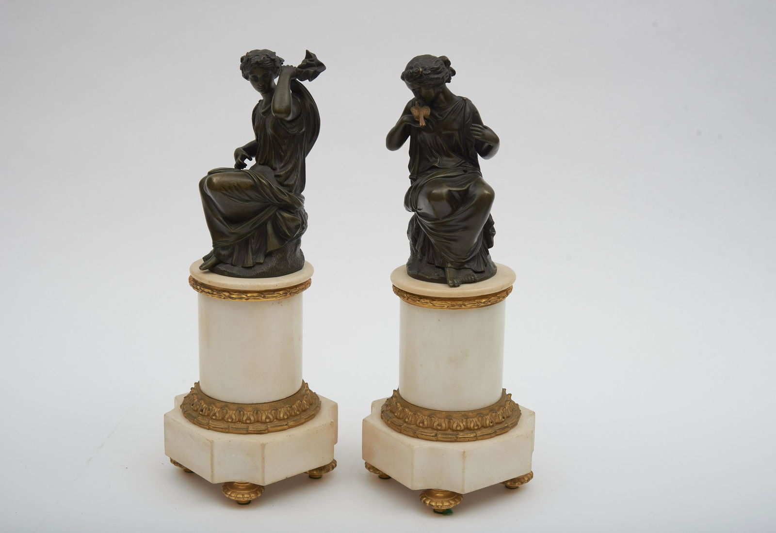 A Pair of 19th Century Bronze Sculptures of Seated (1 of 2)