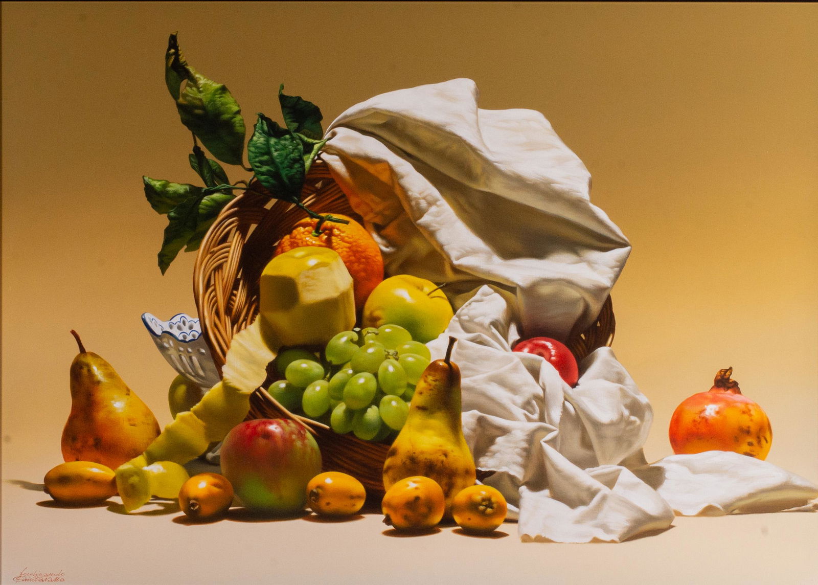 Ferdinando Quintavalla, Italian (b. 1951), Nespole, oil (1 of 2)