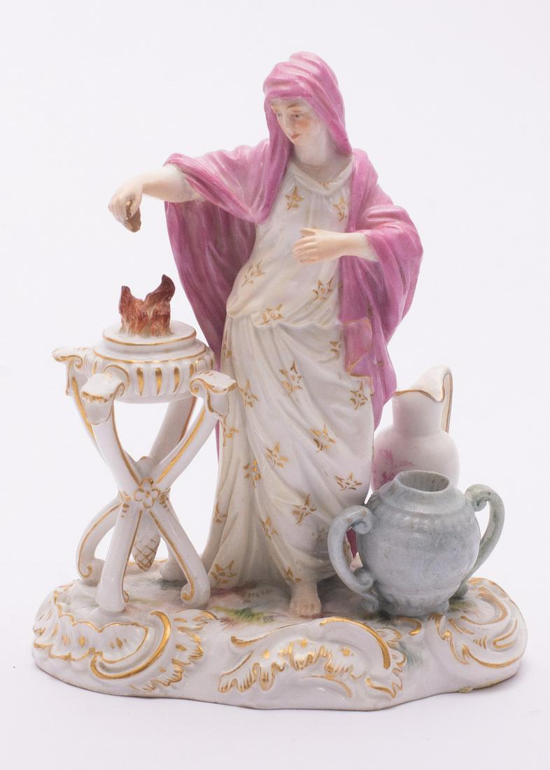 Meissen Figurine, Winter making Fire, model 1635: Meissen Figurine, Winter making Fire, model 1635Cross sword mark underfoot, nicely detailed with incised model #1635Height: 4 1/2 inches