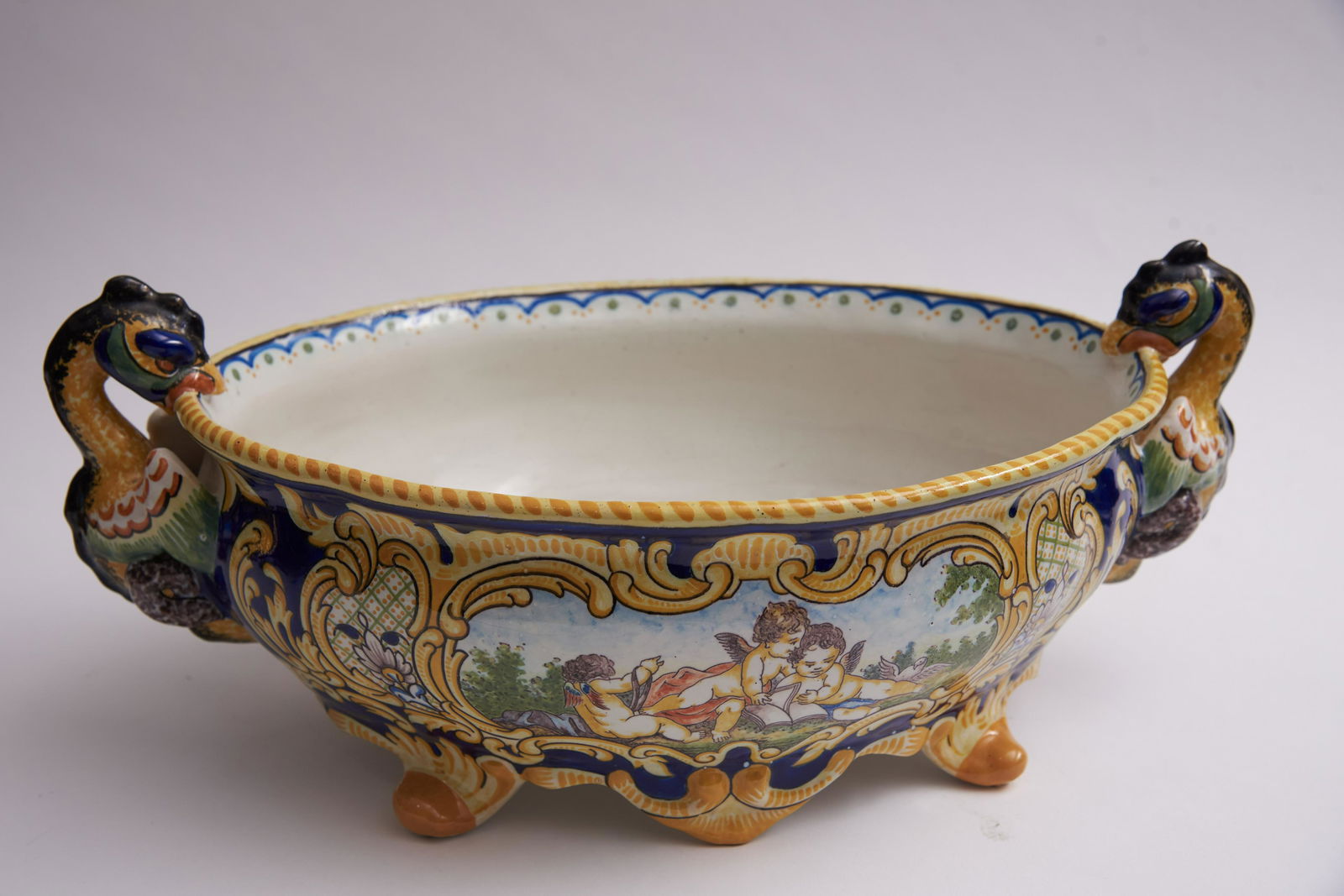 Italian Majolica Footed Centerpiece Bowl by A. (1 of 3)