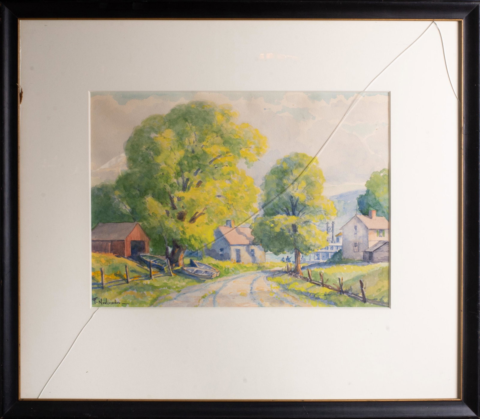 Frank Bernard Nuderscher, Missouri (1880-1959), Houses: Frank Bernard Nuderscher Missouri (1880-1959) Houses Near Cairo, Illinois watercolor on paper signed lower left, framed. 10 1/2 x 14 1/4 inches (sight)