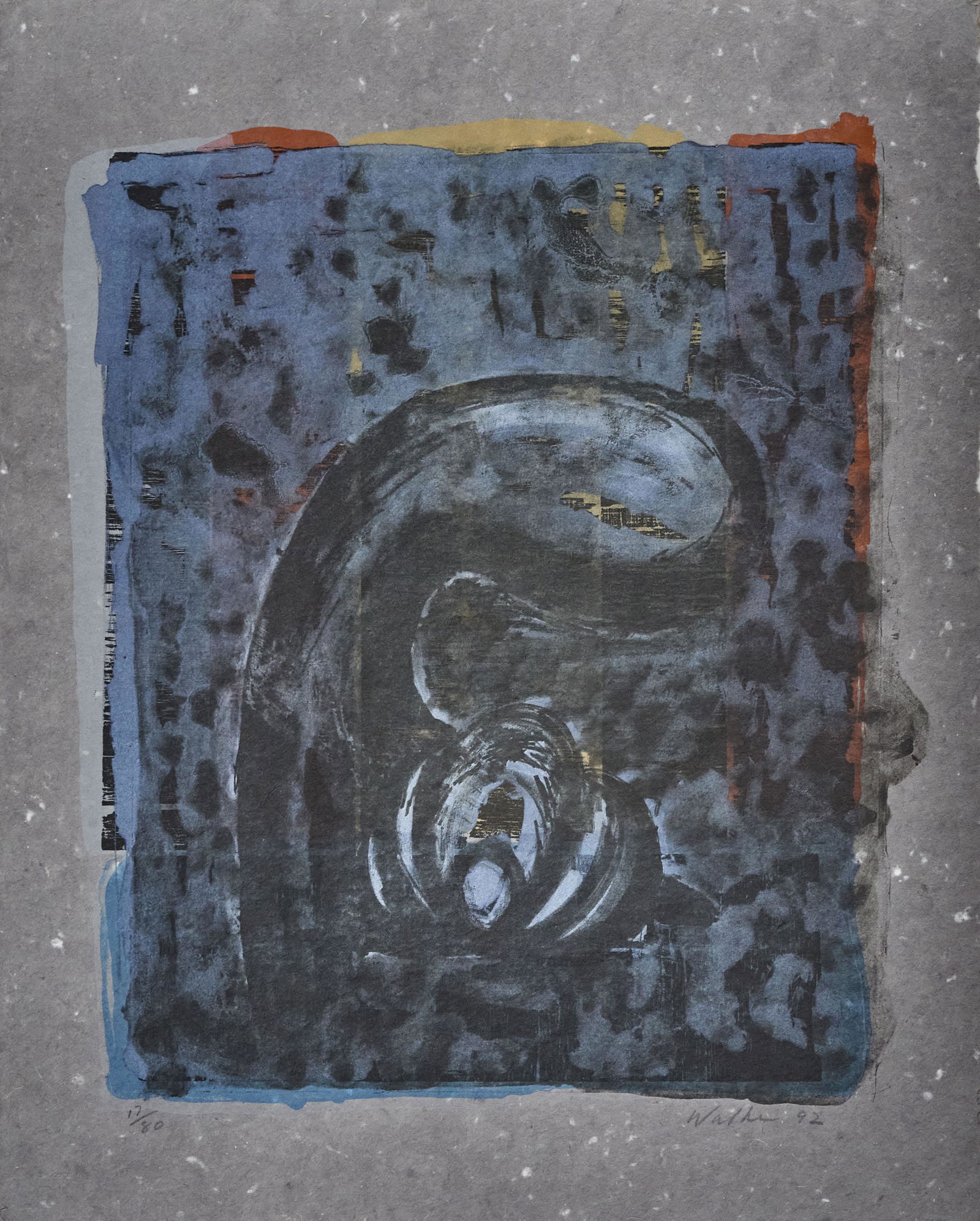 John Walker, British (b. 1939), Sorrow, 1992,: John WalkerBritish (b. 1939)Sorrow, 1992lithograph and woodcut on handmade paper, ed. 17/80signed, dated and numbered in pencil, unframed.24 x 19 1/2 inches