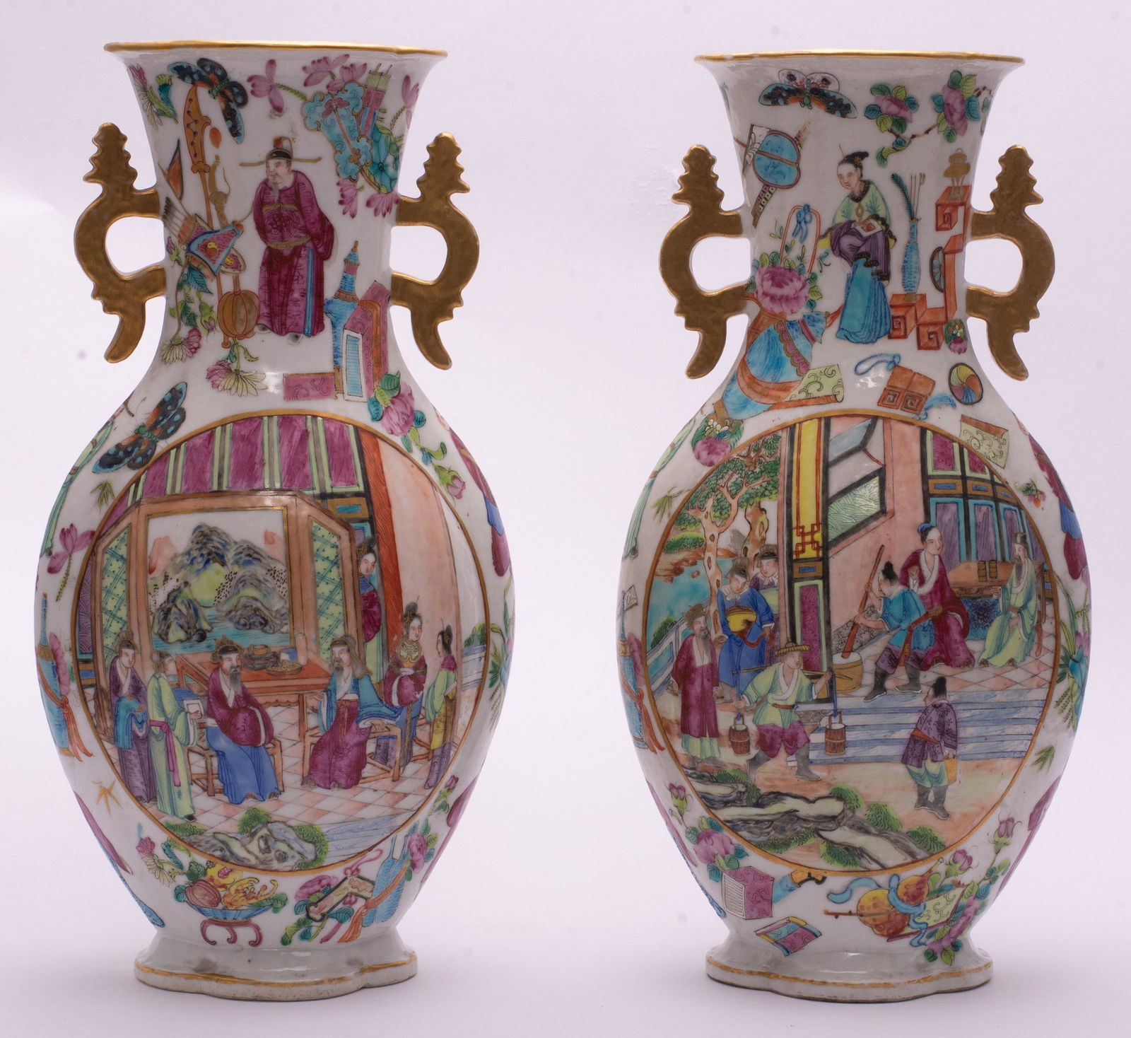 Pair of Chinese 19th century Porcelain Vases 12.25" (1 of 1)