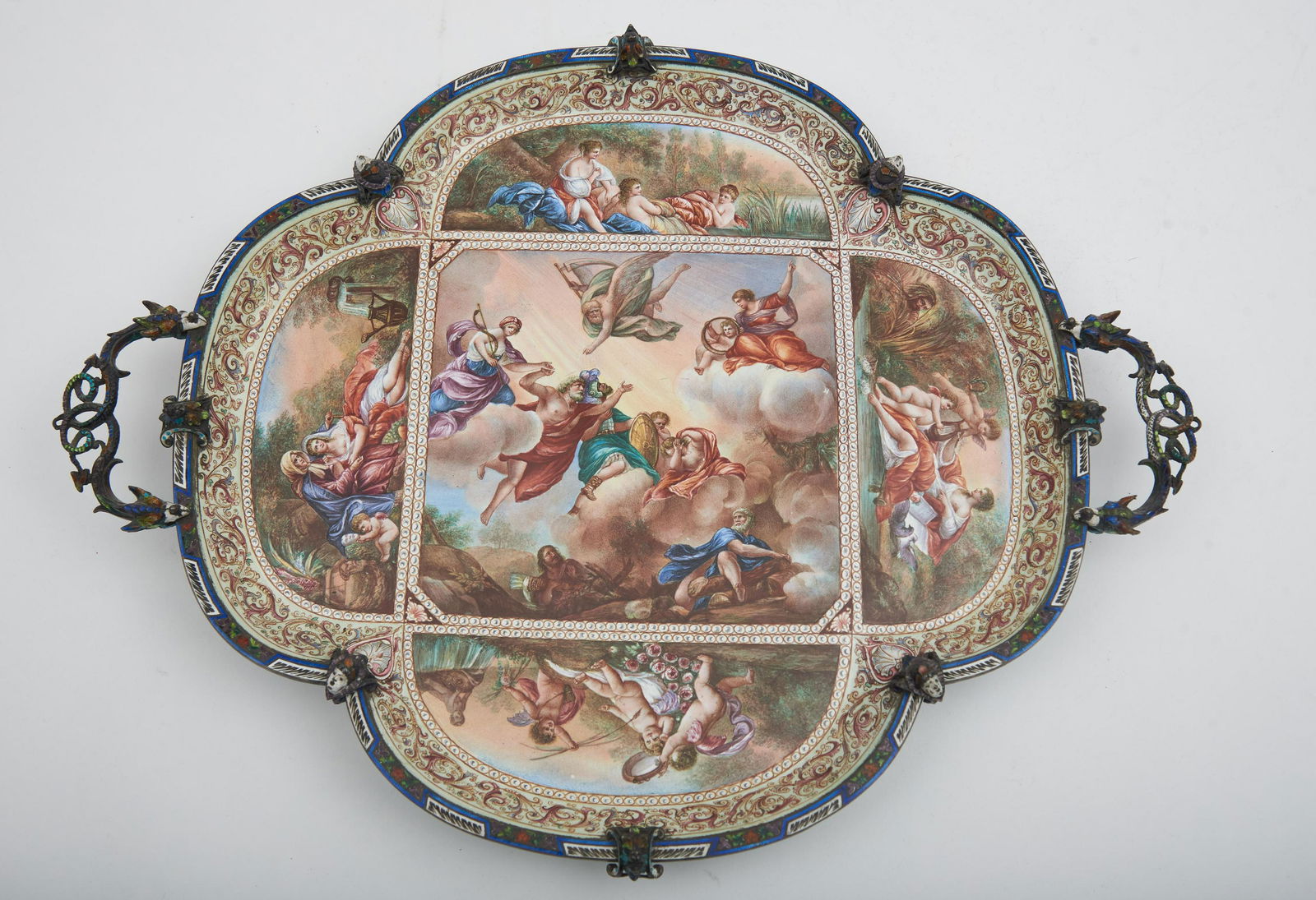 A fine and early Viennese Enamel on Silver Footed Tray (1 of 8)