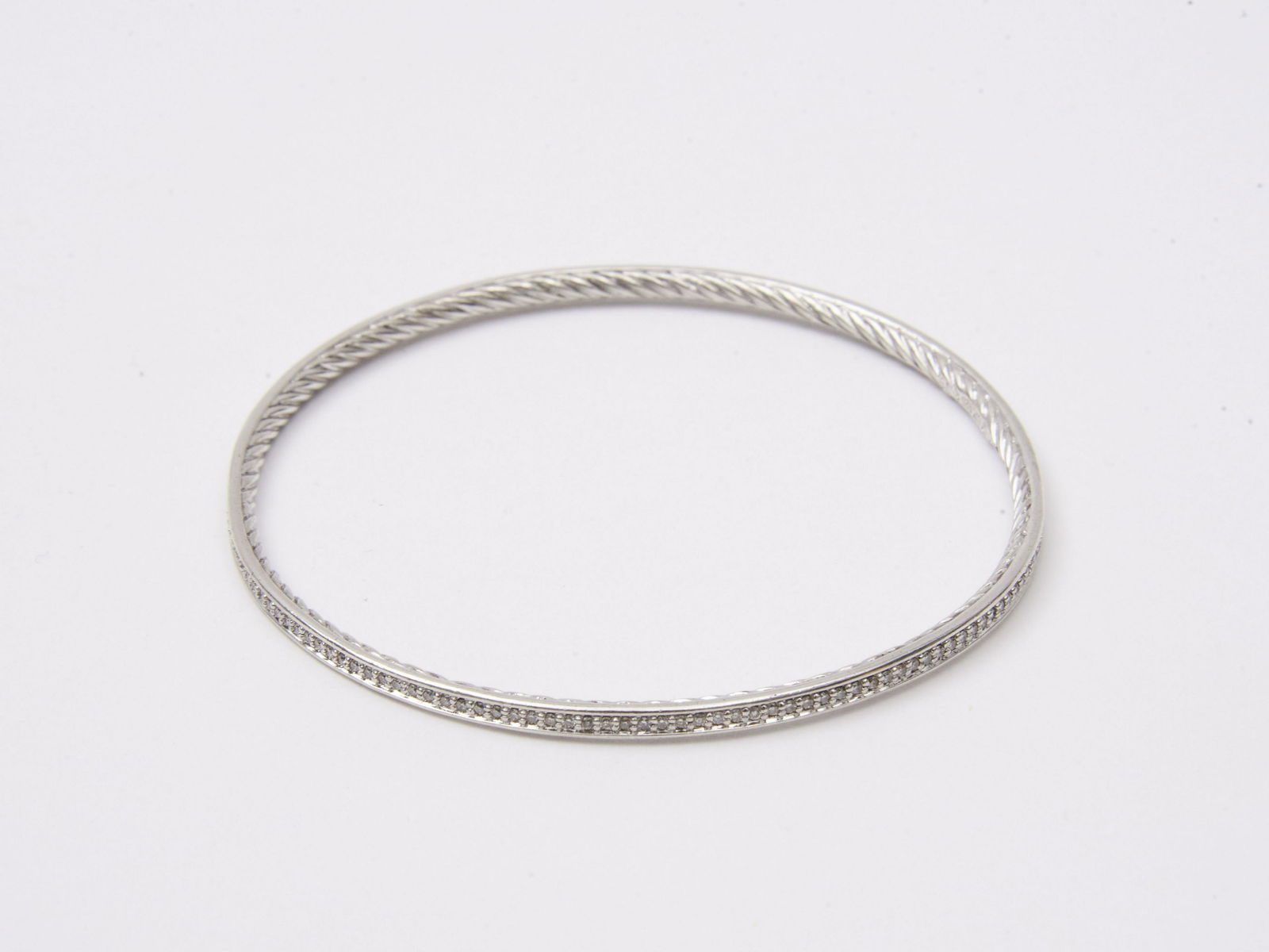 David Yurman Diamond and Silver Bangle Bracelet (1 of 1)