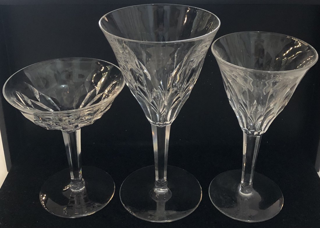 Collection of Heavy and Cut Lead Crystal Stemware,: Collection of Heavy and Cut Lead Crystal Stemware, possibly Val St. Lambert, 55 Pieces Nicely weighted and finely cut stemware. Apparently unmarked 19 Red Wines 18 White Wines 18 Champagnes
