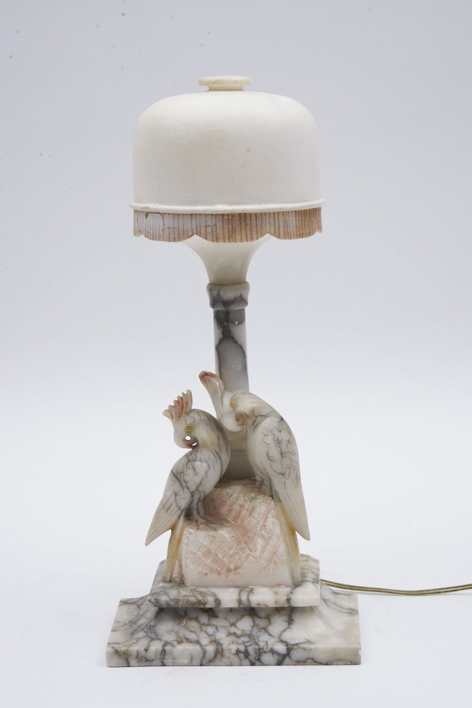 An Art Deco Era Carved Alabaster Table Lamp (1 of 2)