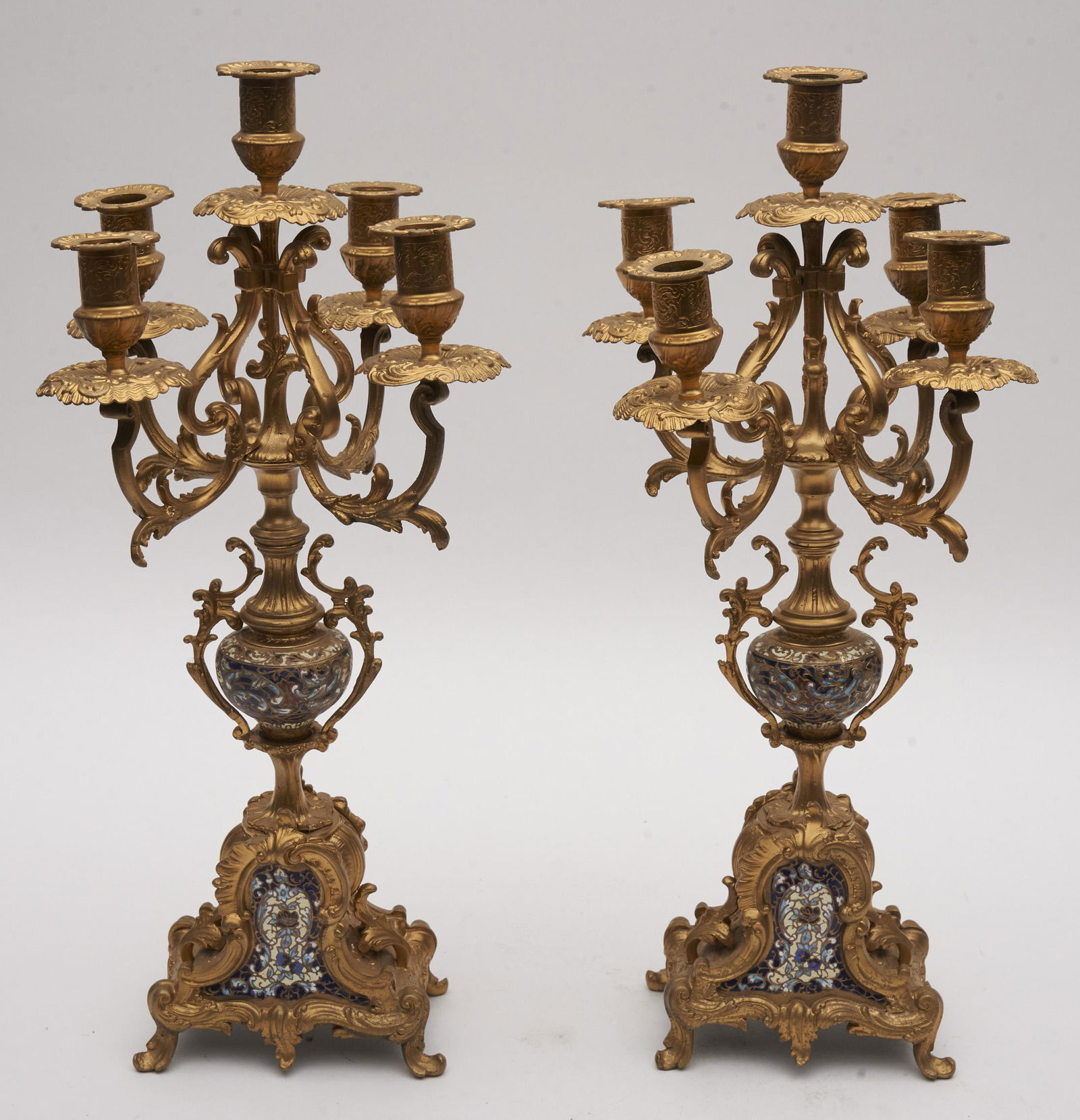 Pair of French Gilt Metal and Champleve Enamel (1 of 2)