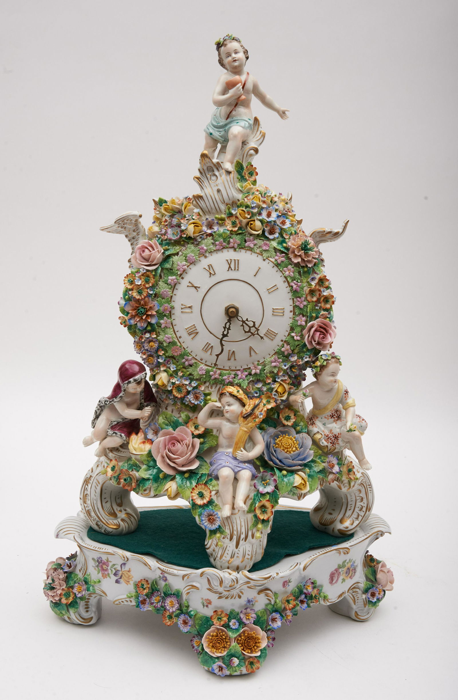 A Sitzendorf Porcelain Mantel Clock with Stand 23" Tall (1 of 5)