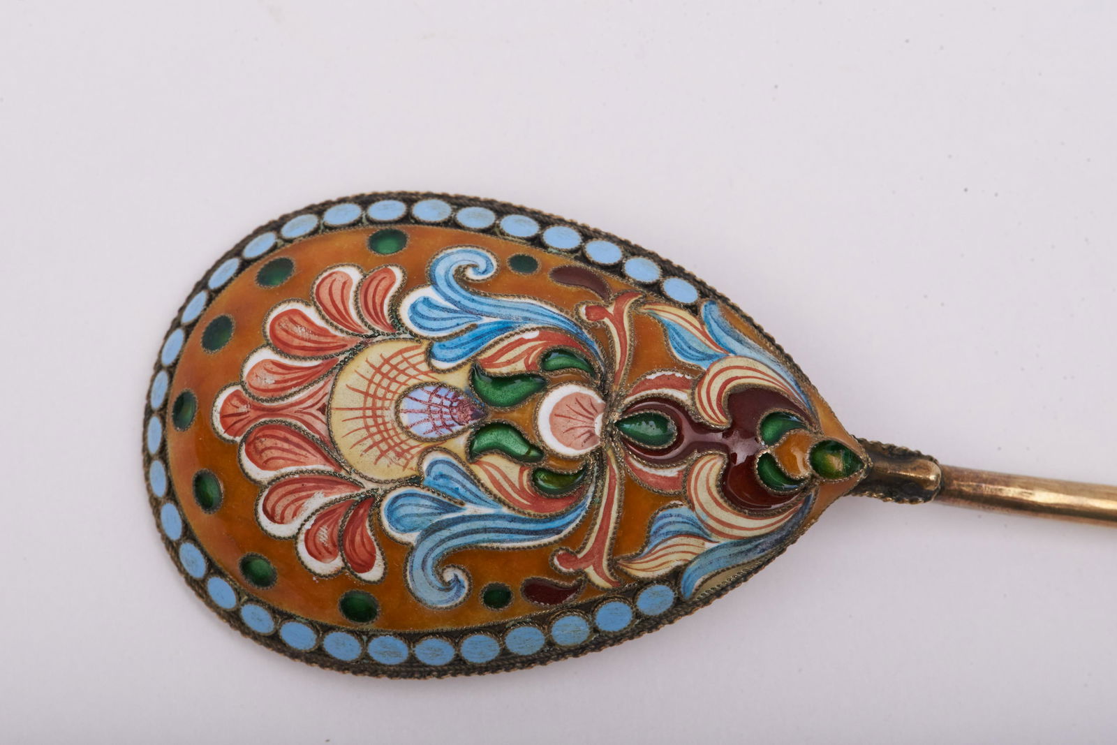 Russian Silver and Shaded Enamel Spoon 6.5" (1 of 4)
