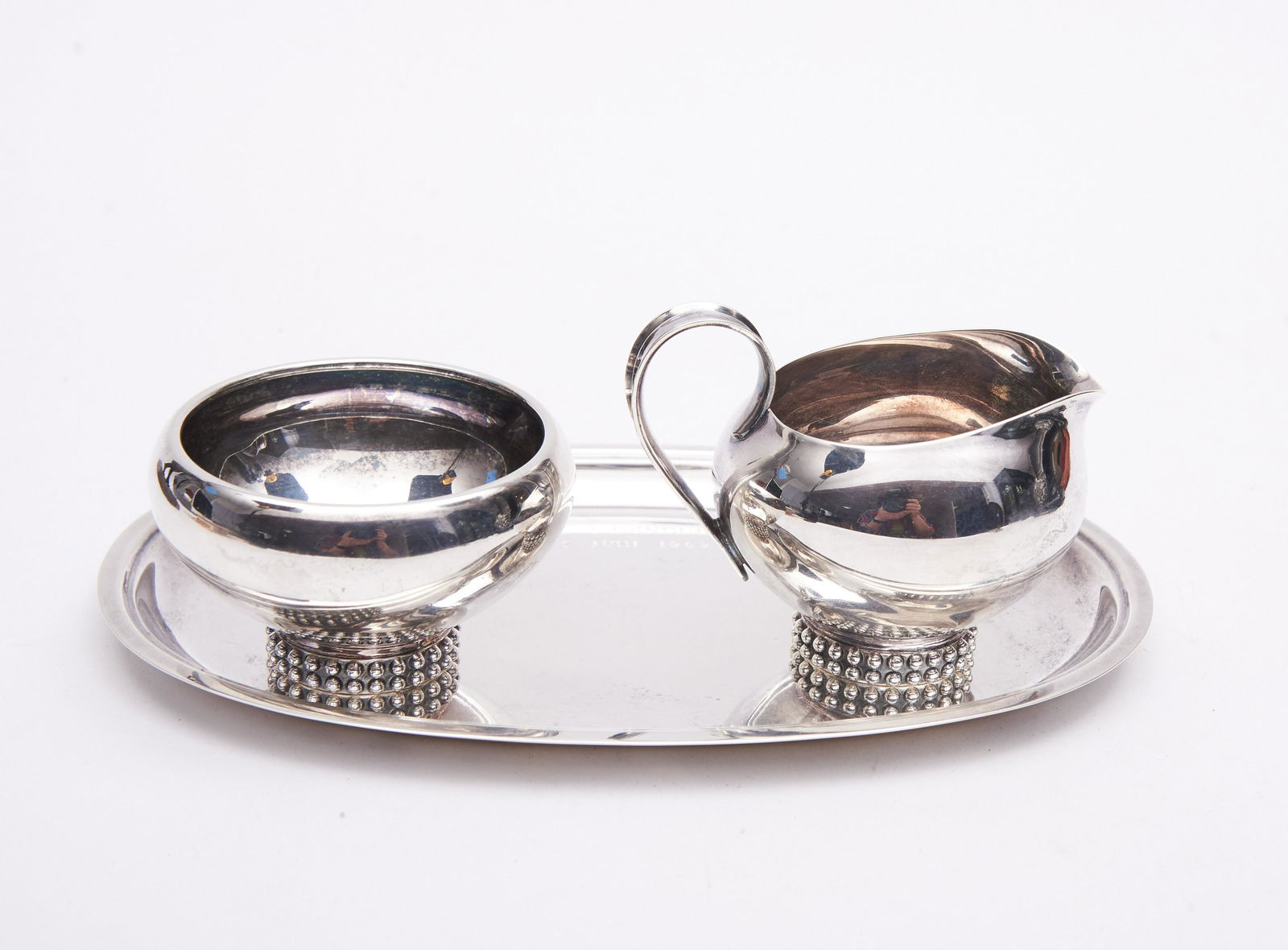 Mid-Century Modern Sterling Silver Creamer and Sugar, (1 of 4)
