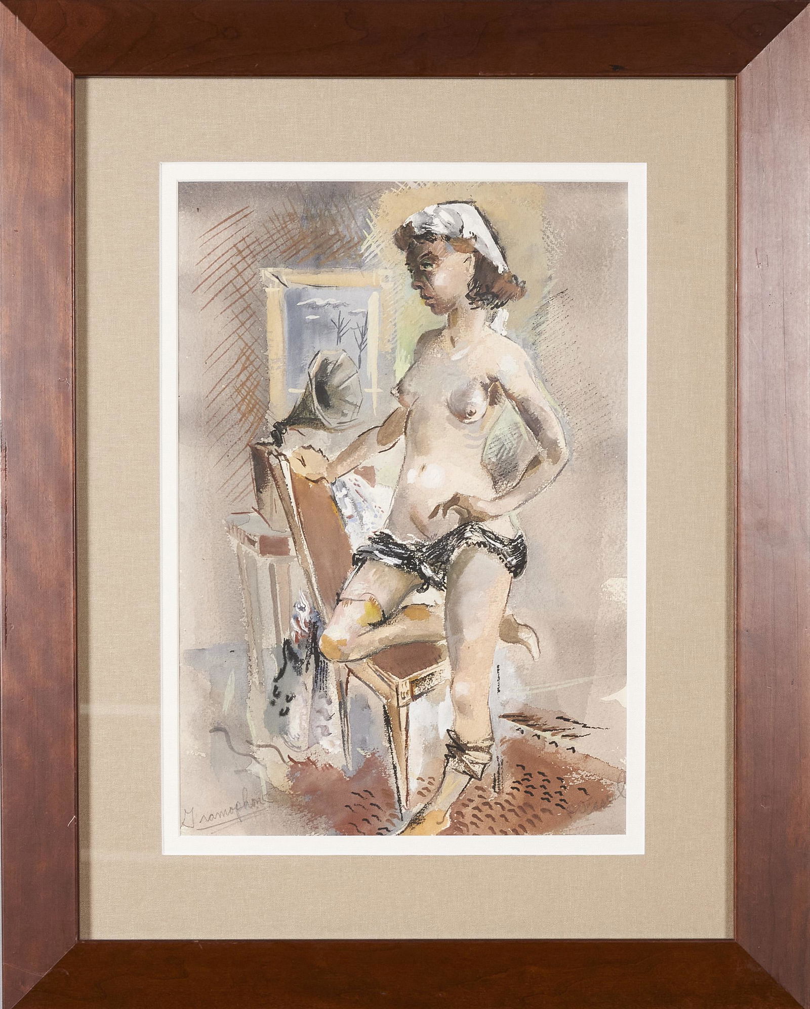 Pol Cassel, German (1892-1945), Gramophone, watercolor (1 of 1)
