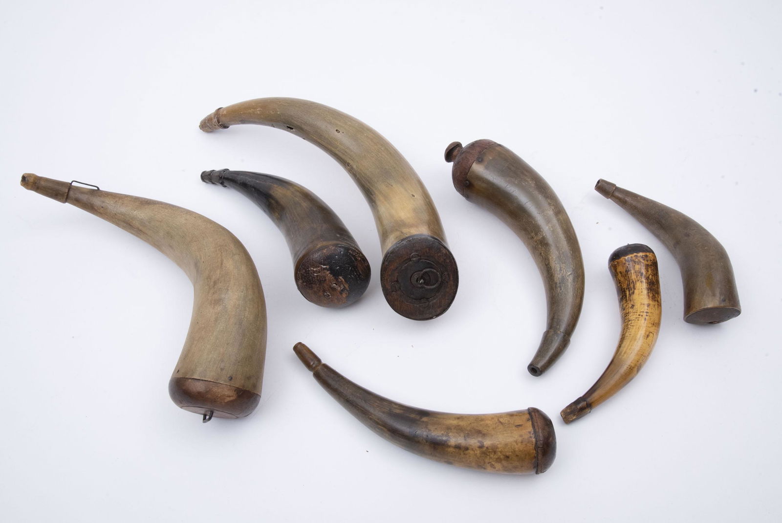 Collection of Seven Antique Powder Horns Longest 15 (1 of 1)