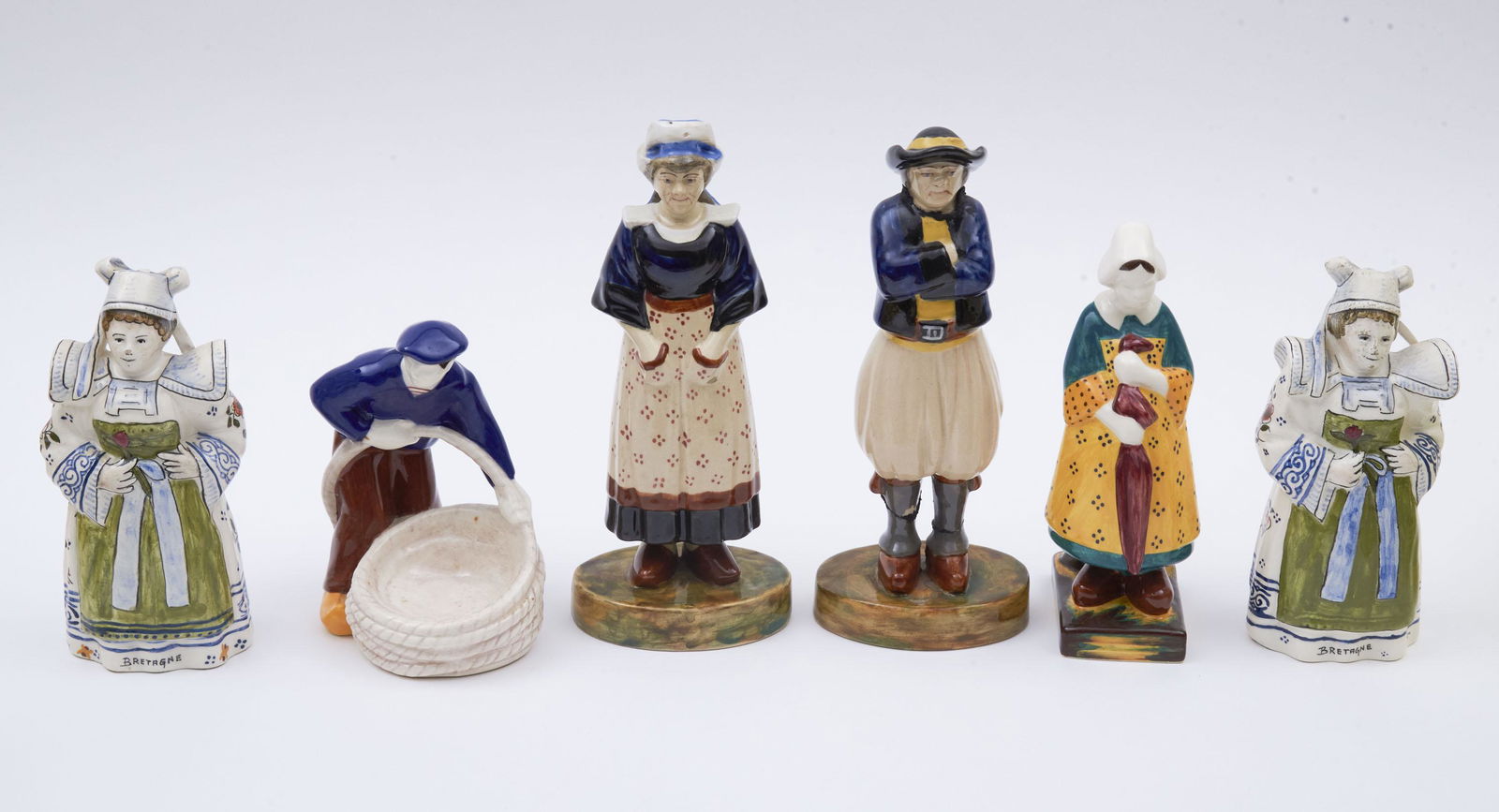 Six French Faience Figures, Quimper (1 of 1)