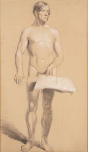 Benjamin Robert Haydon, England (1786-1846), Figure: Benjamin Robert HaydonEngland, (1786-1846)Figure Studycharcoal and chalk on paperNotated Verso: Drawn for C. Landseer, R.A.21 x 12 inches
