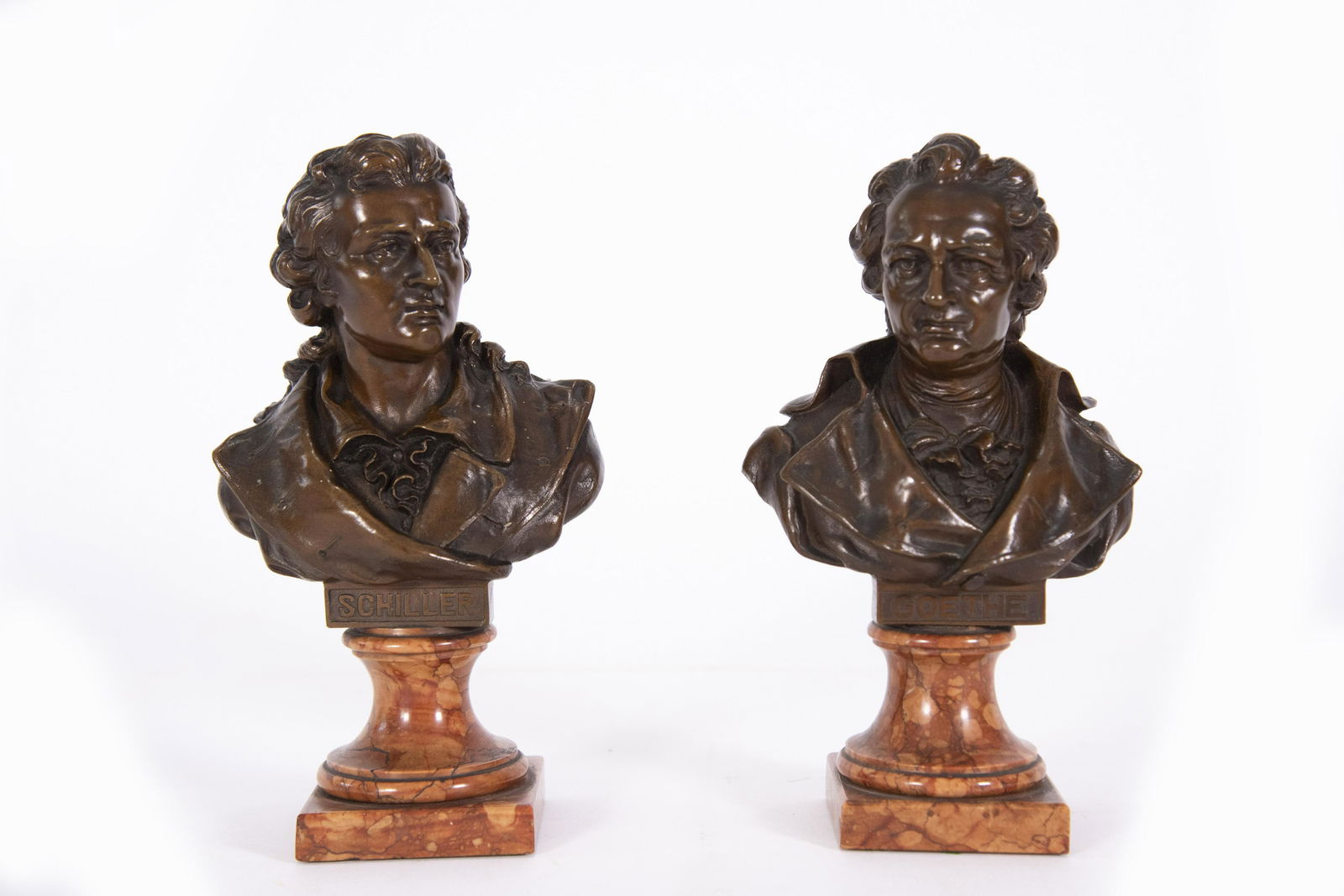 Pair of Small Bronze Busts, Goethe and Schiller (1 of 4)