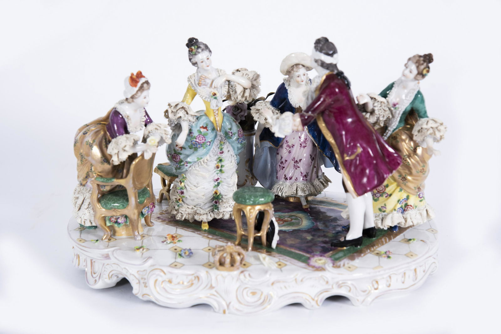 A Large Rudolstadt Porcelain Figural Group, Blind Man's (1 of 3)