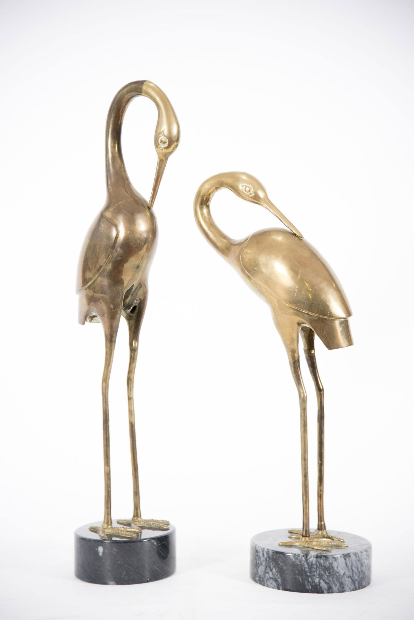 Pair of Large Hollywood Regency Bronze Crane Statues 29 (1 of 2)