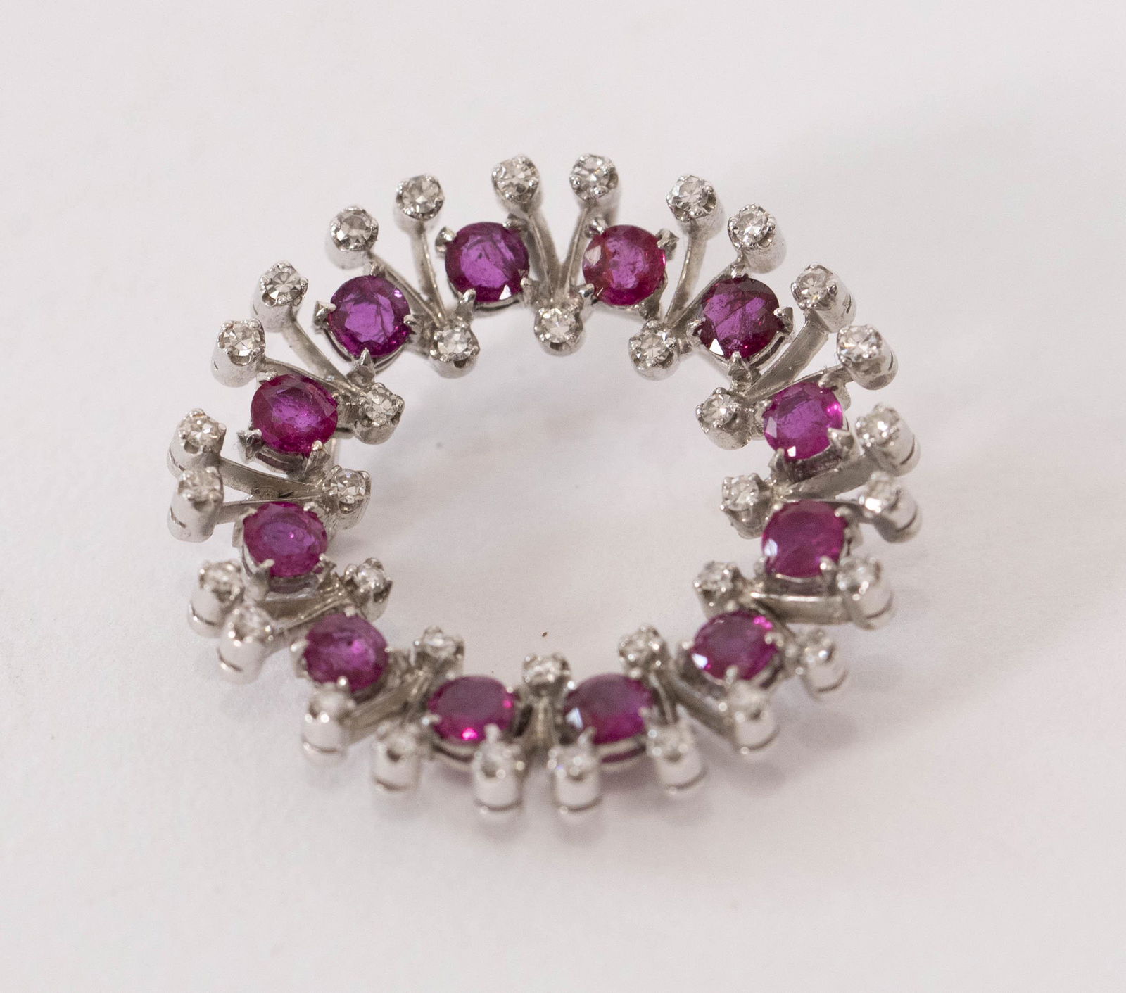 Pink Sapphire and Diamond Brooch (1 of 2)