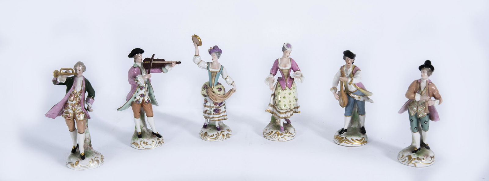 Set of Six Continental 19th Century Porcelain Musical (1 of 7)