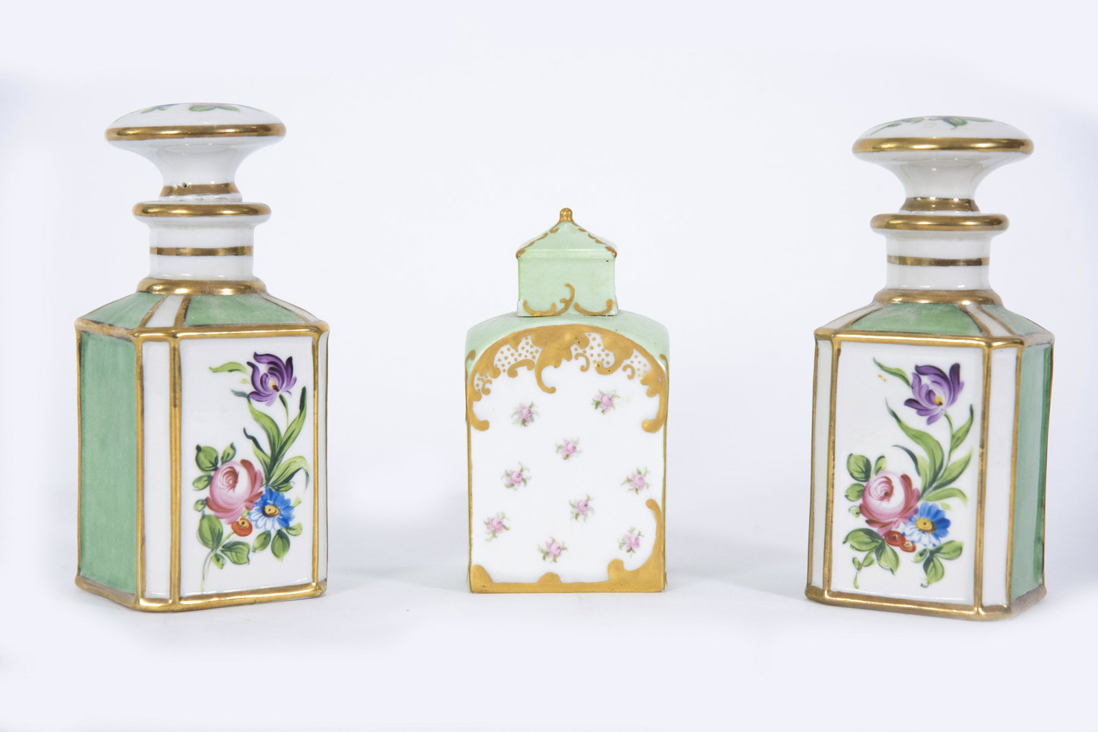 Pair of French Porcelain Scent Bottles With a Porcelain (1 of 4)