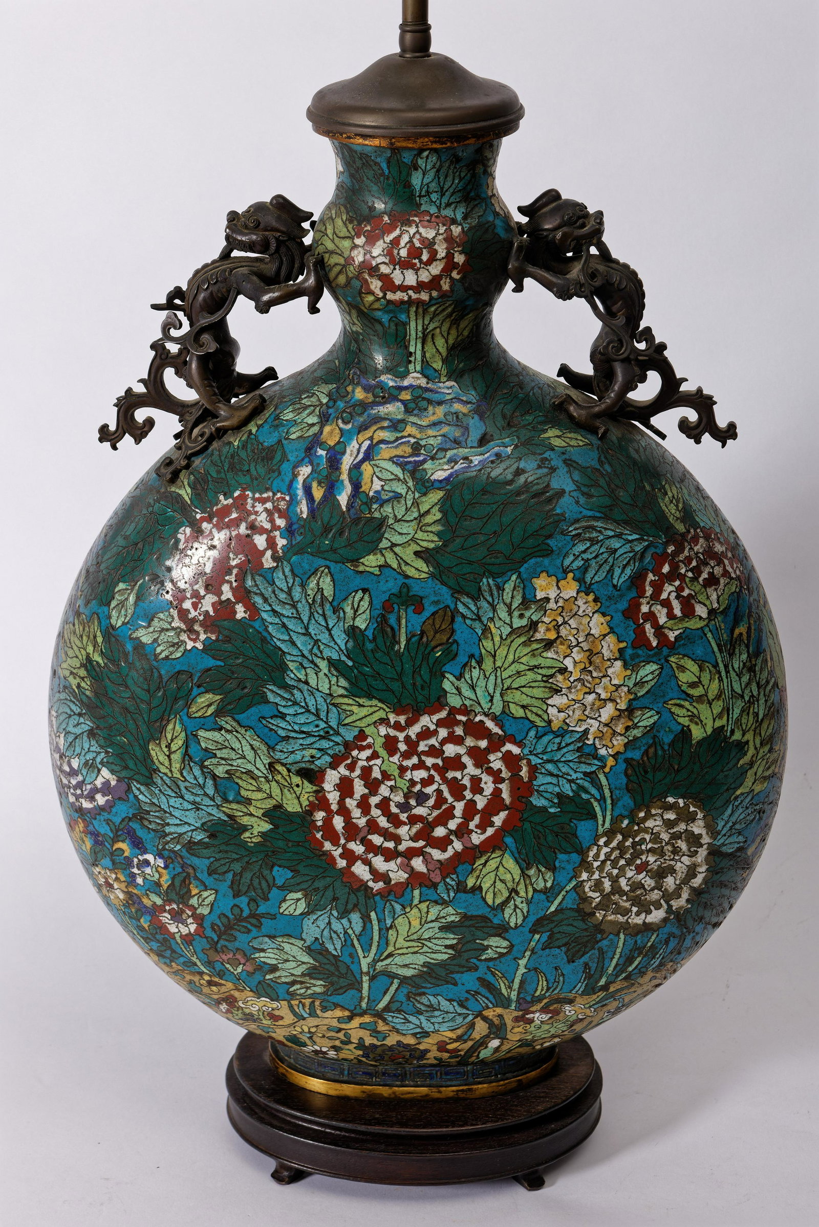 A Rare Antique Chinese Cloisonne Moon Flask, Qing (1 of 2)