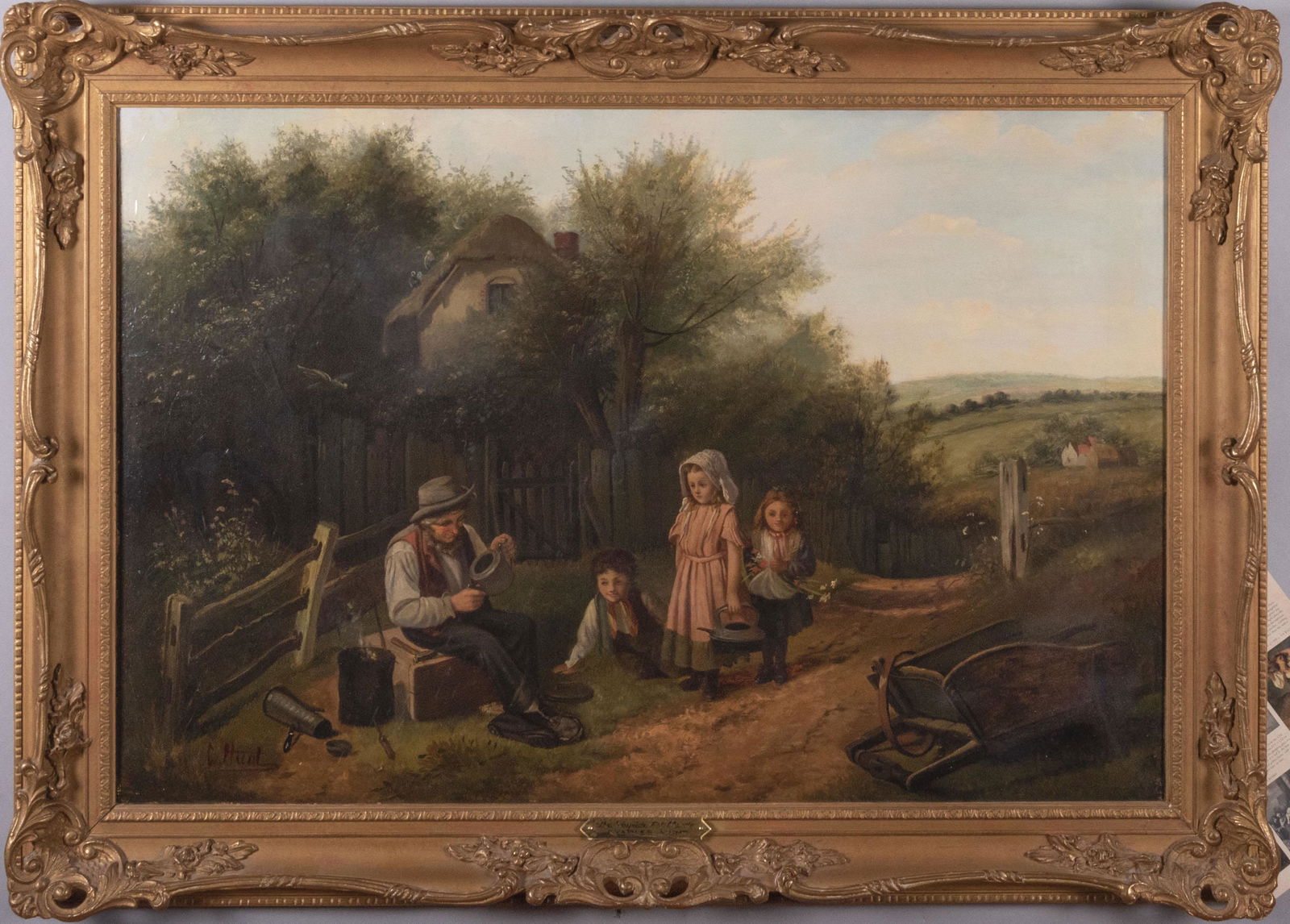 Charles Hunt, British (1803-1877), The Wayside Pot: Charles HuntBritish (1803-1877)The Wayside Pot Menderoil on canvassigned lower left, gilt-framed.Property from a Prominent Saint Louis Estate24 x 36 inches