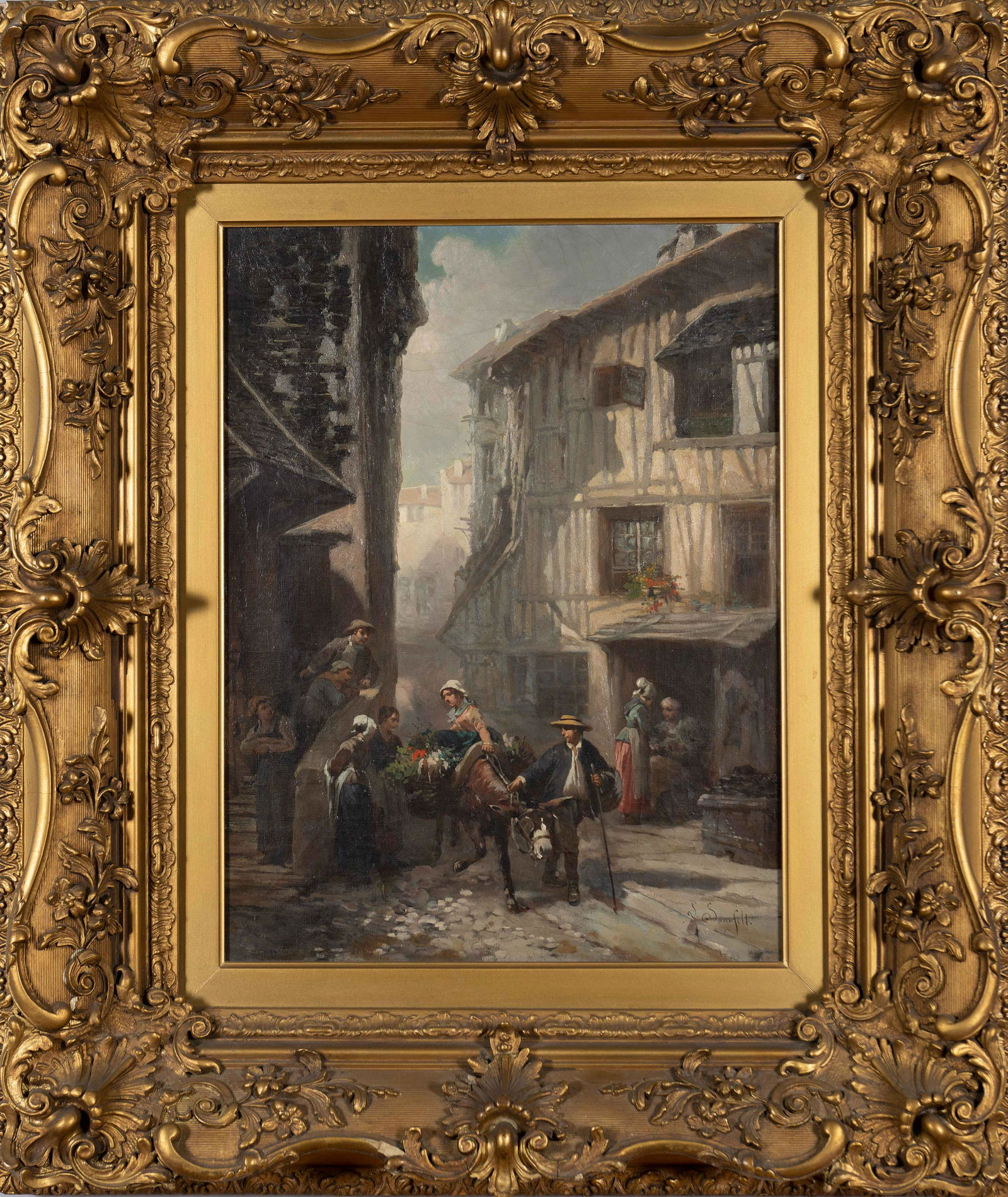 Leonard Sauerfelt, French (b. 1840), Flower Vendor, oil (1 of 3)