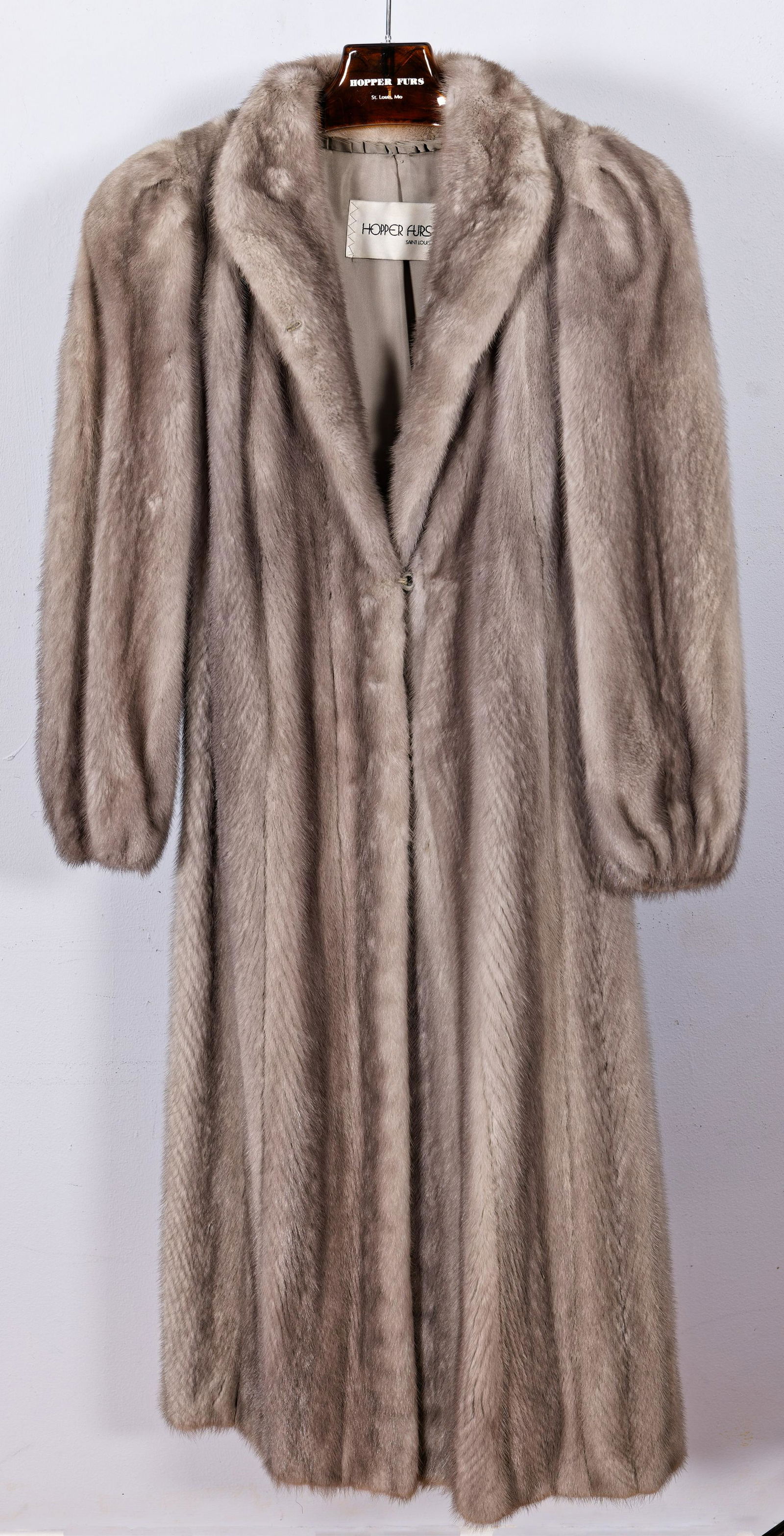 Ladies Vintage Grey Mink Coat Retailed by Hopper Furs, (1 of 3)