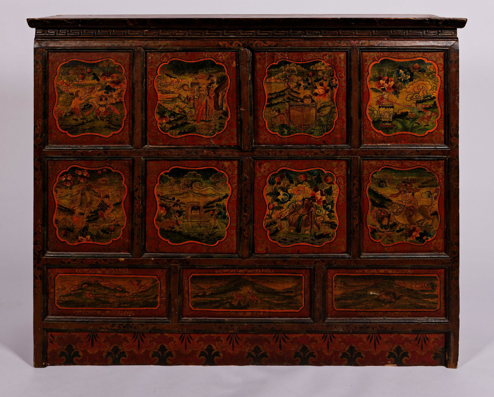 Antique Chinese Painted Side Cabinet height: 39'' (1 of 4)