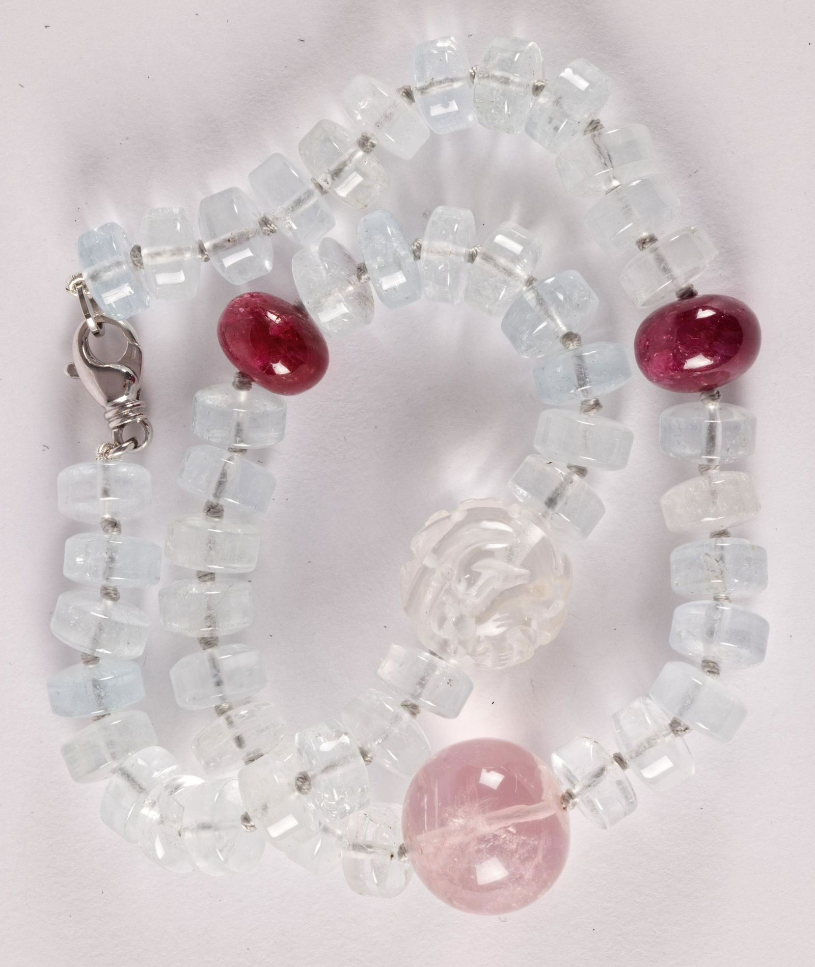 Aquamarine, Ruby, Crystal and Rose Quartz Bead Necklace (1 of 2)