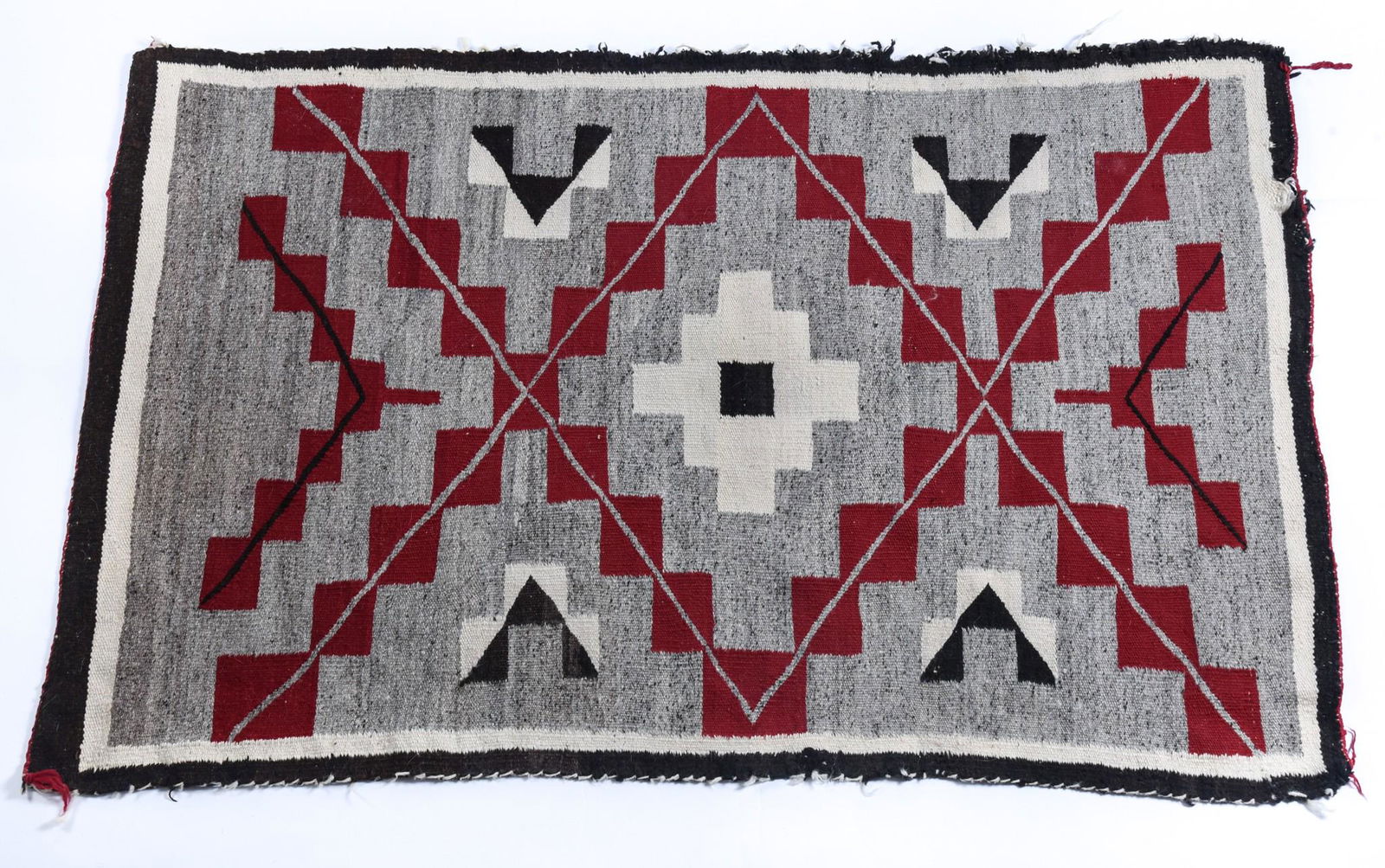 Navajo Rug with Geometric Diamond and X Pattern (1 of 2)