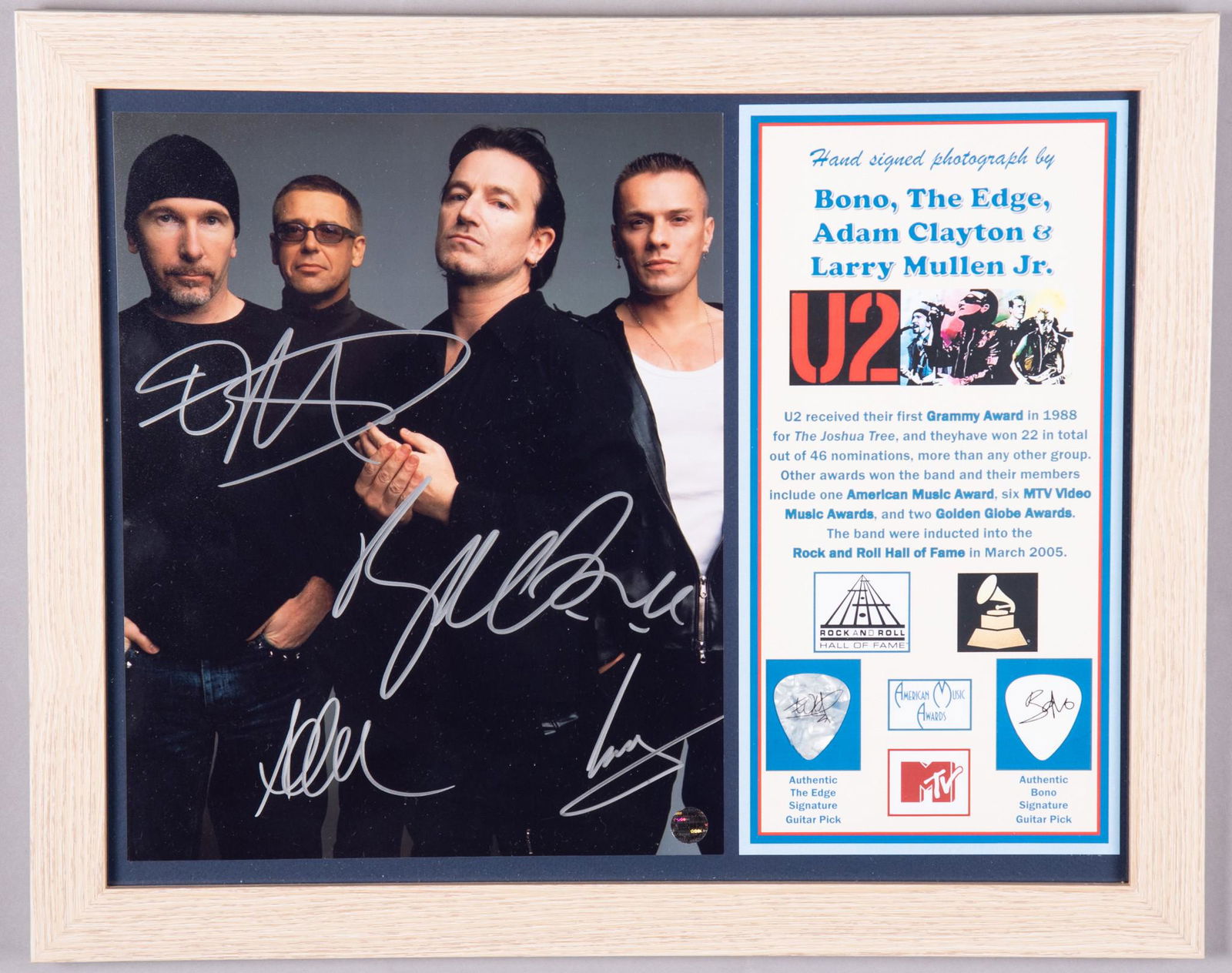 U2 signed Photo/ Two Picks. (1 of 2)