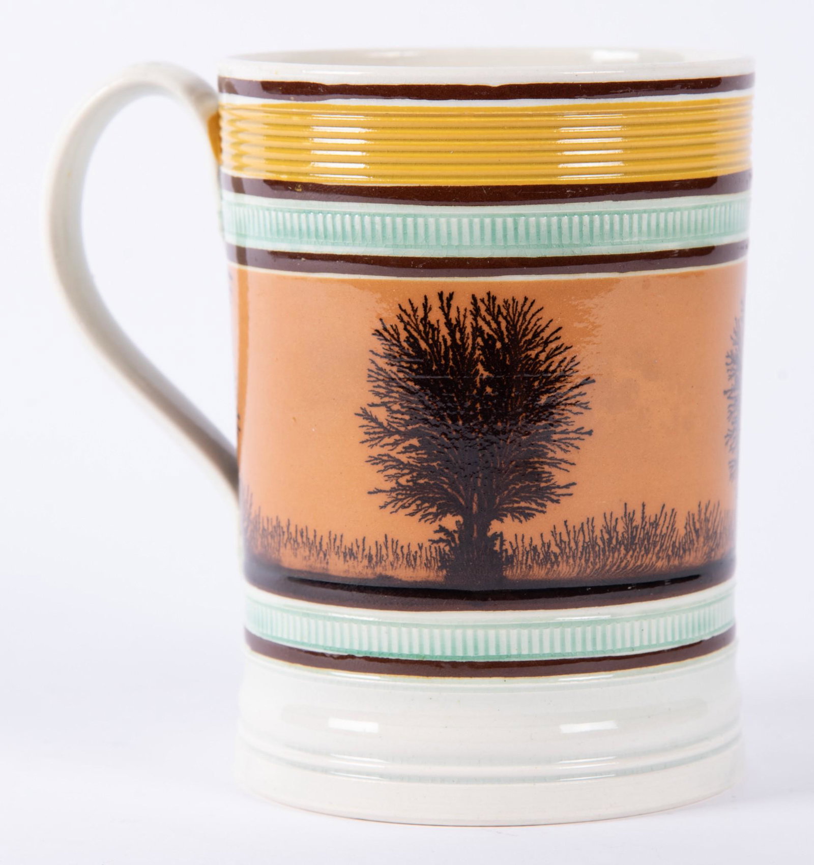An Antique Mochaware Mug, Brown Seaweed Pattern (1 of 4)