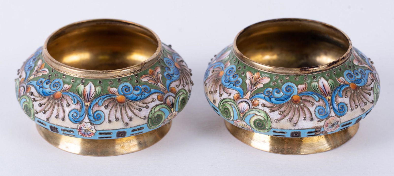 Pair of Russian Silver and Enamel Salts, the 11th Artel (1 of 7)