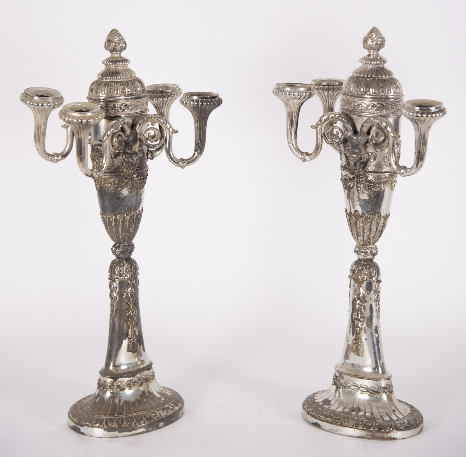 A Tall Pair of Neoclassic Silver Plate Candelabra (1 of 7)