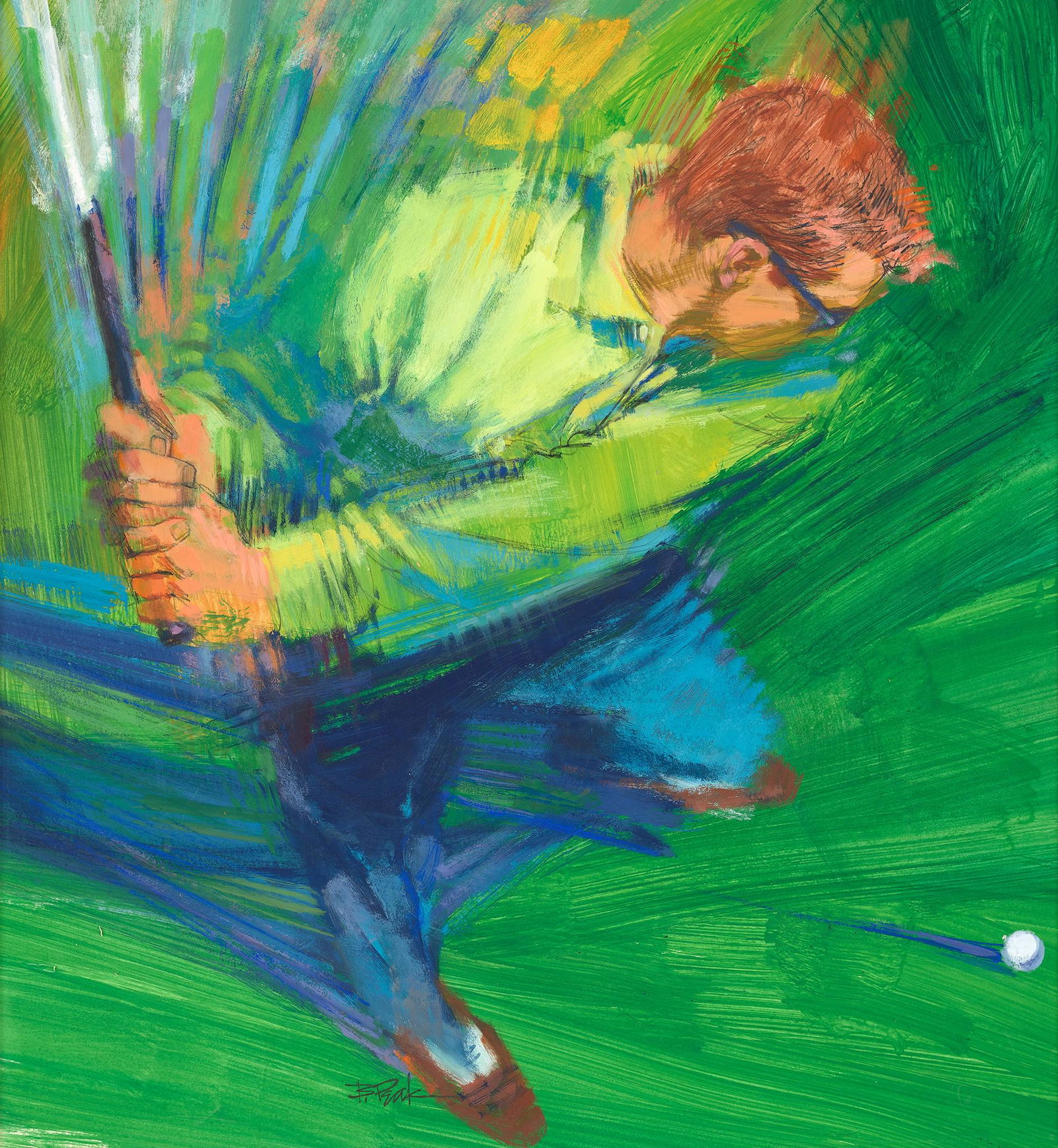 Bob Peak, New York, Kansas, Connecticut, Arizona,: Bob PeakNew York, Kansas, Connecticut, Arizona, Colorado, (1927-1992)Illustration for the 1964 7-Up Campaign "Get Real Action, 7-Up Your Thirst Away!"mixed media on illustration boardDesigne