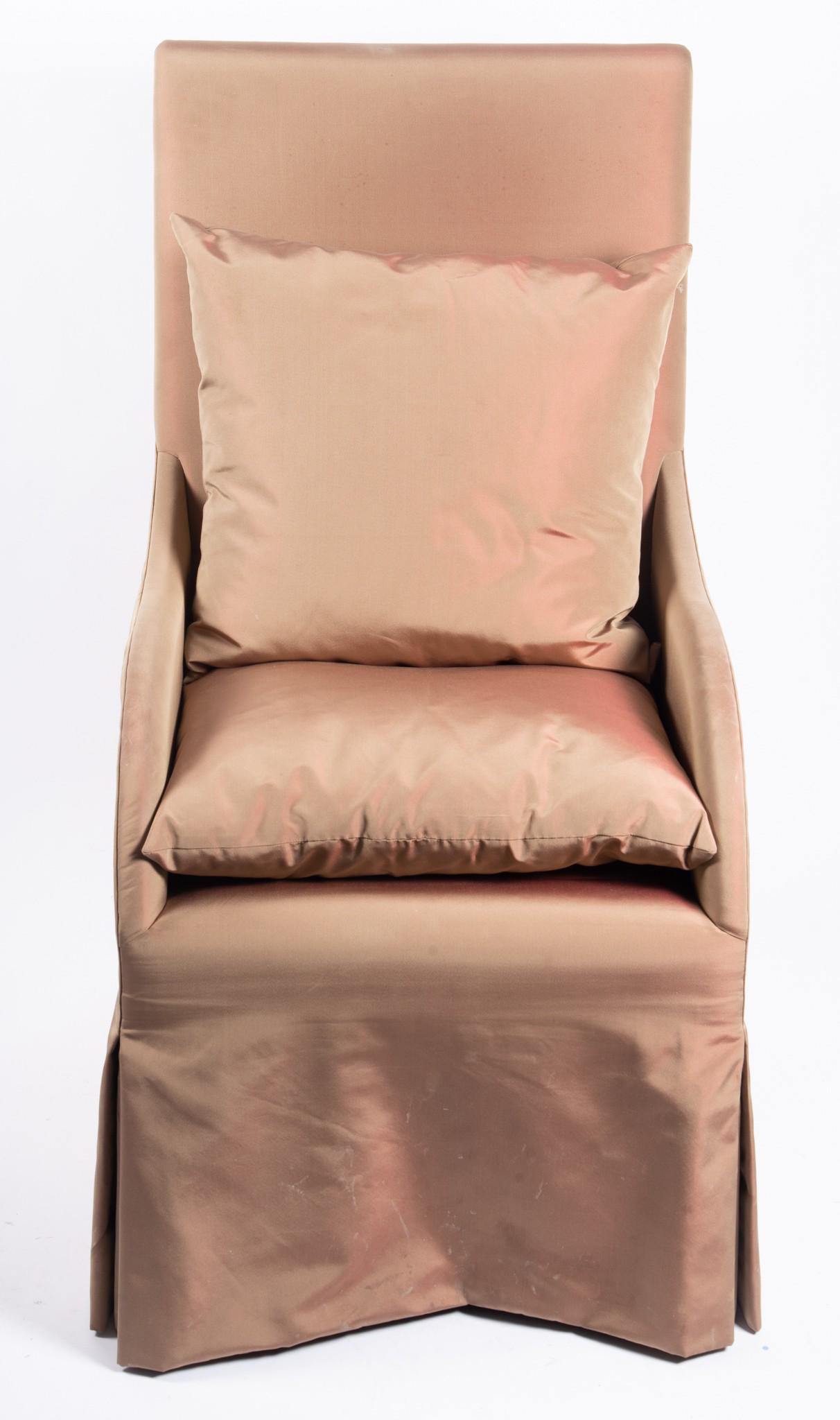 John Saladino Silk Upholstered High Back Chair (1 of 5)