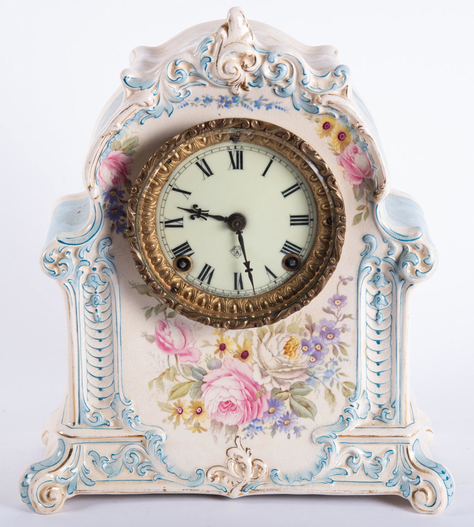 La Moselle Porcelain Clock by Ansonia: La Moselle Porcelain Clock by Ansonia Hand painted porcelain in excellent condition