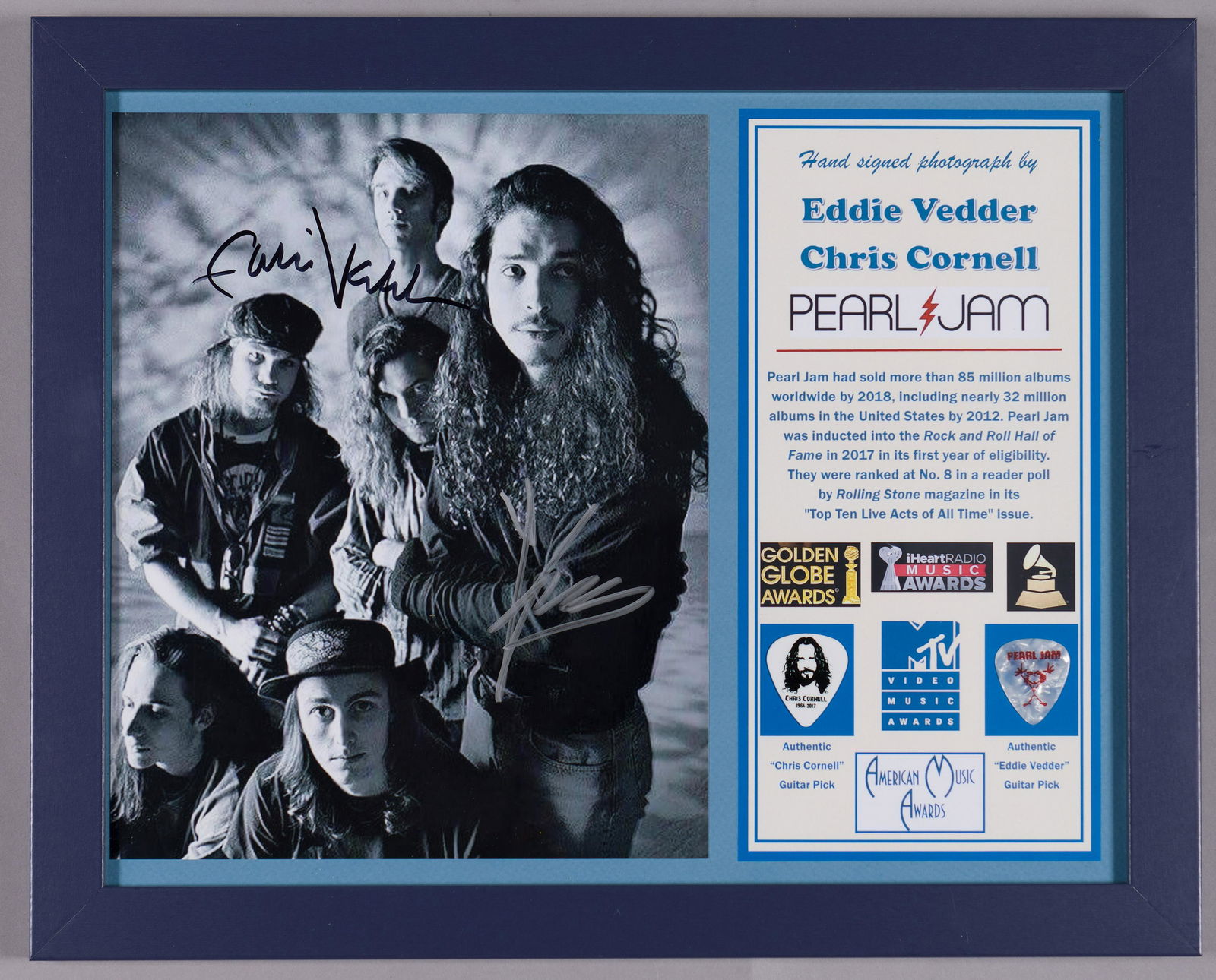 Pearl Jam Signed Photo/ Two Picks 11 x 14 inches (1 of 2)