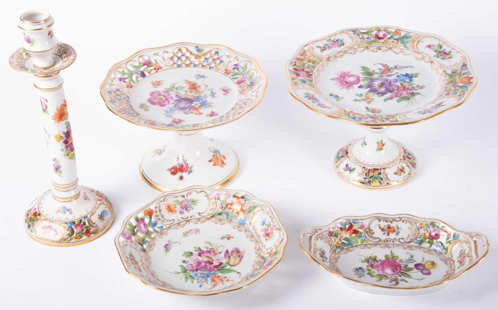A Grouping of Five German Dresden Porcelain Reticulated (1 of 7)