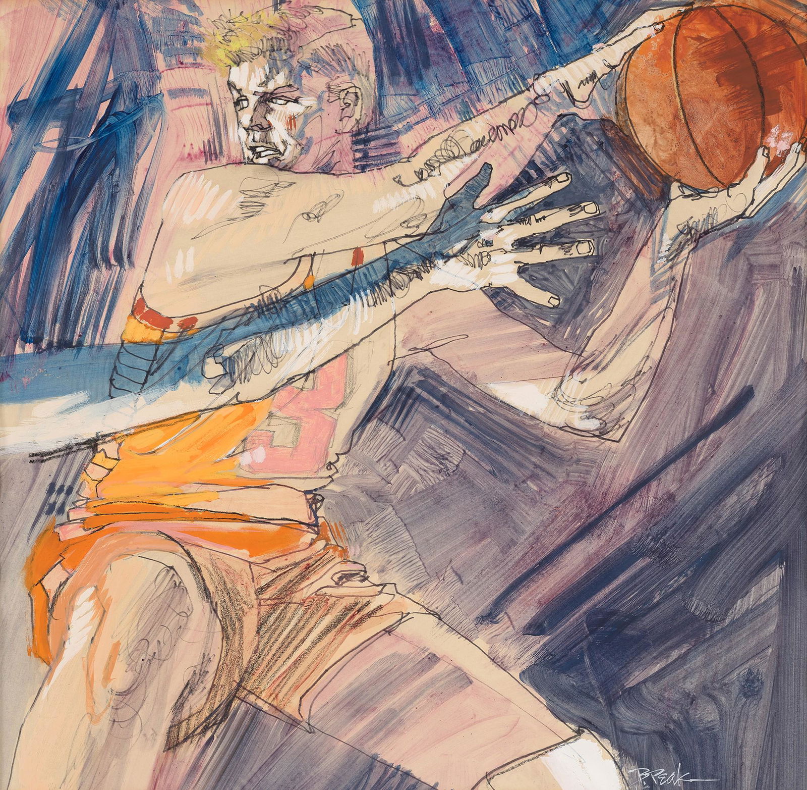 Bob Peak, New York, Kansas, Connecticut, Arizona,: Bob PeakNew York, Kansas, Connecticut, Arizona, Colorado, (1927-1992)Illustration for the 1964 7-Up Campaign "Get Real Action, 7-Up Your Thirst Away!"mixed media on illustration boardDesigne