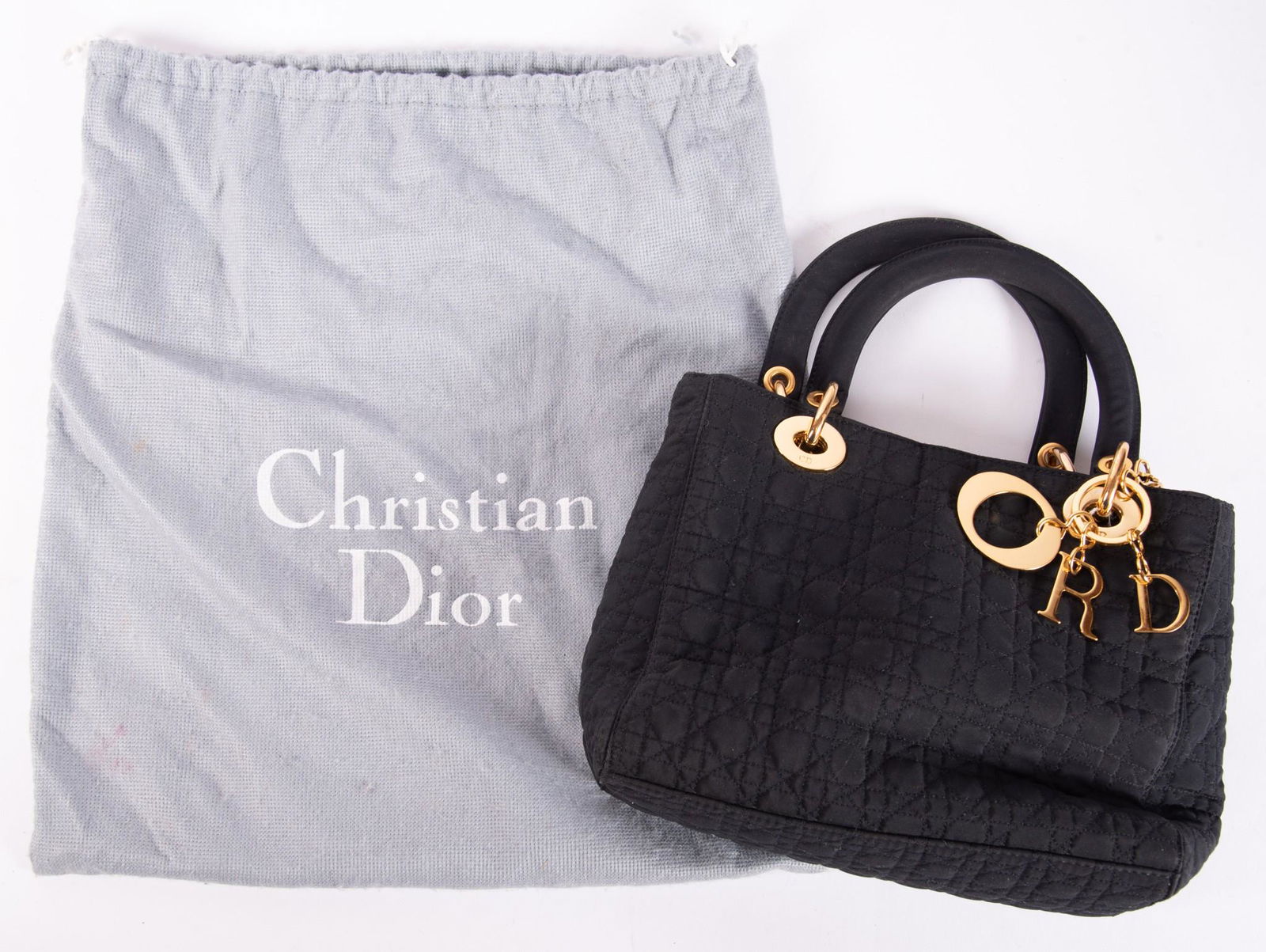 Christian Dior Style Cannage Black Quilted Coated Handbag (1 of 3)