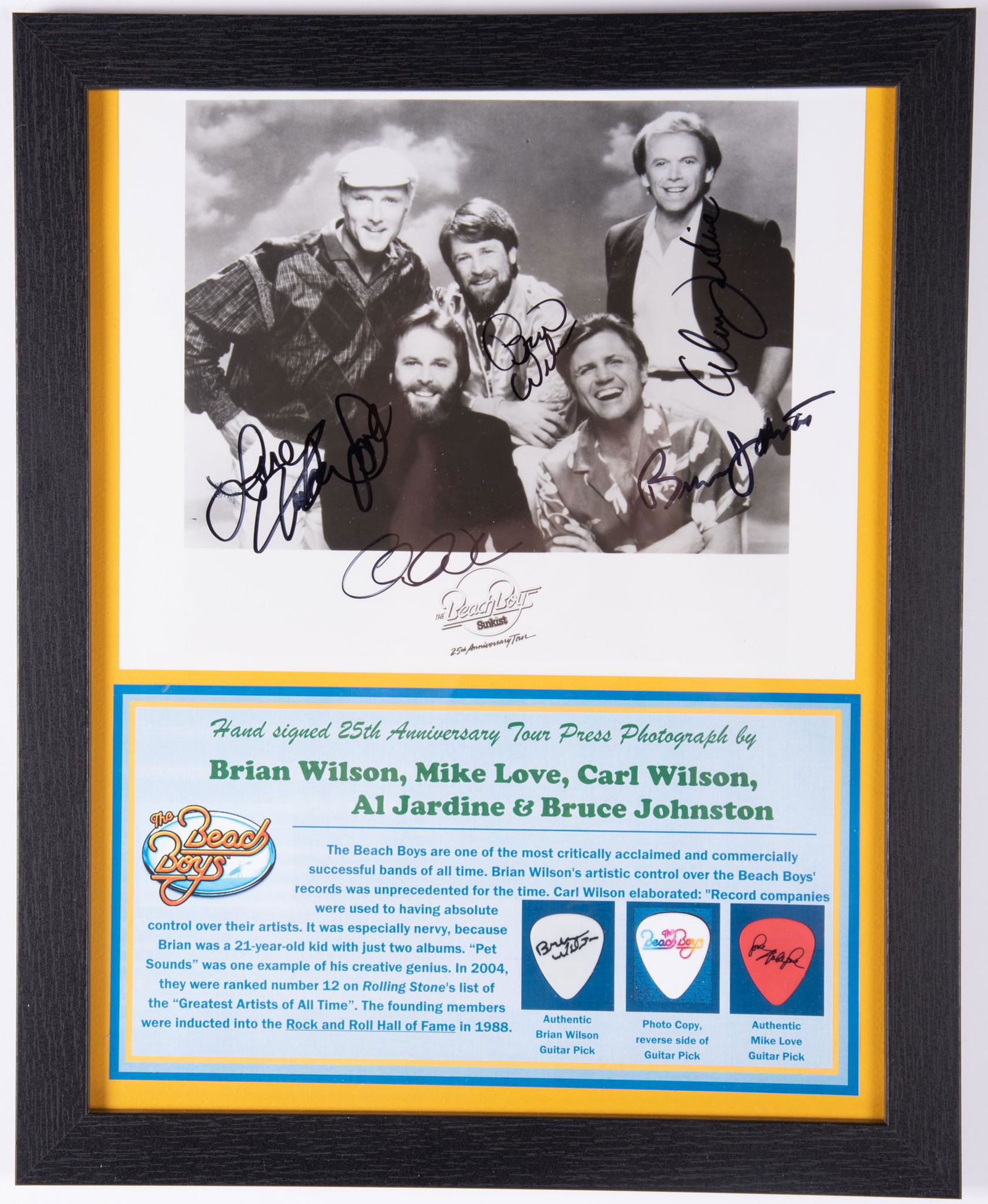 BEACH BOYS SIGNED PRESS PHOTO/TWO PICKS (1 of 2)
