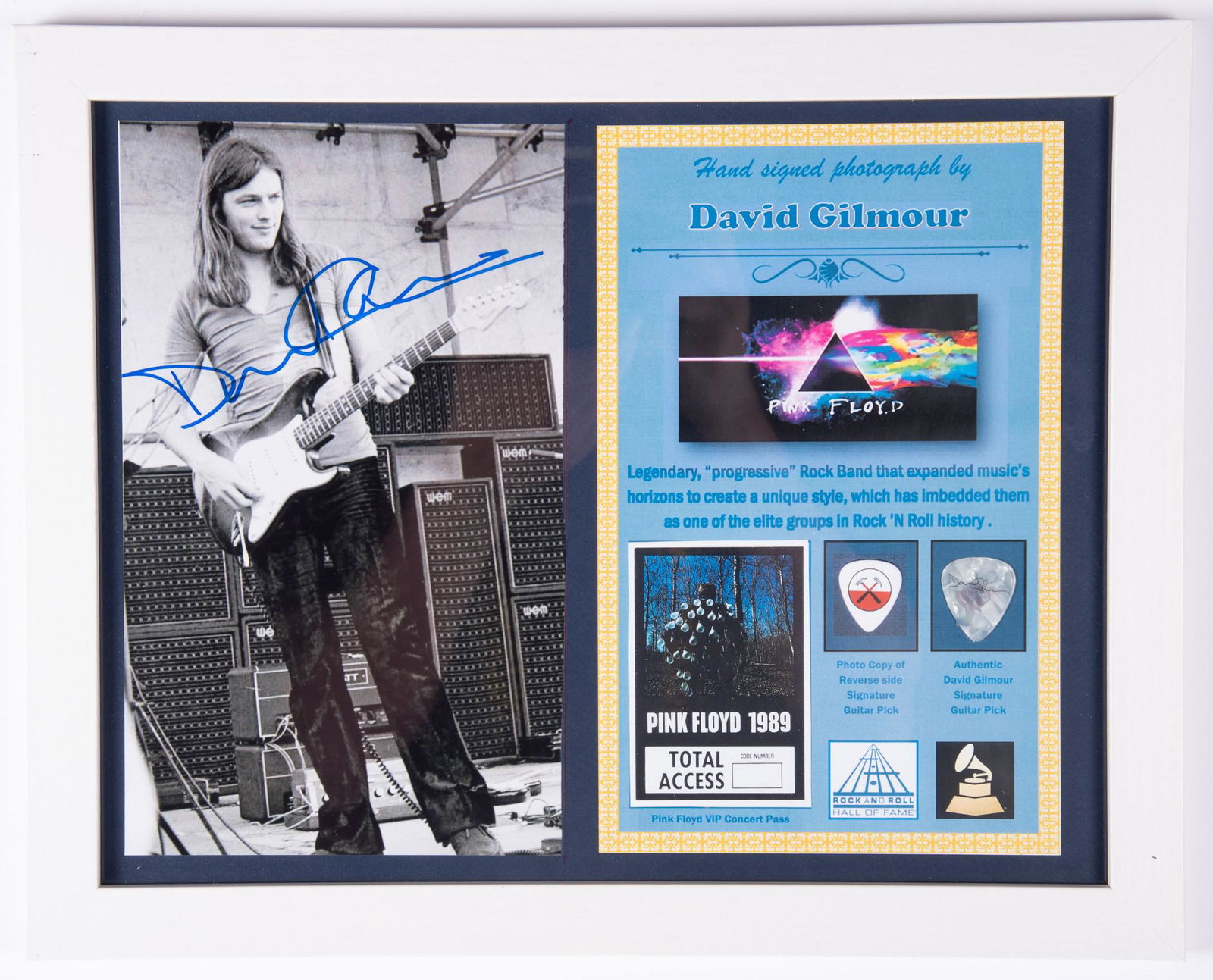 PINK FLOYD SIGNED PHOTO/CONCERT PASS/PICK (1 of 2)