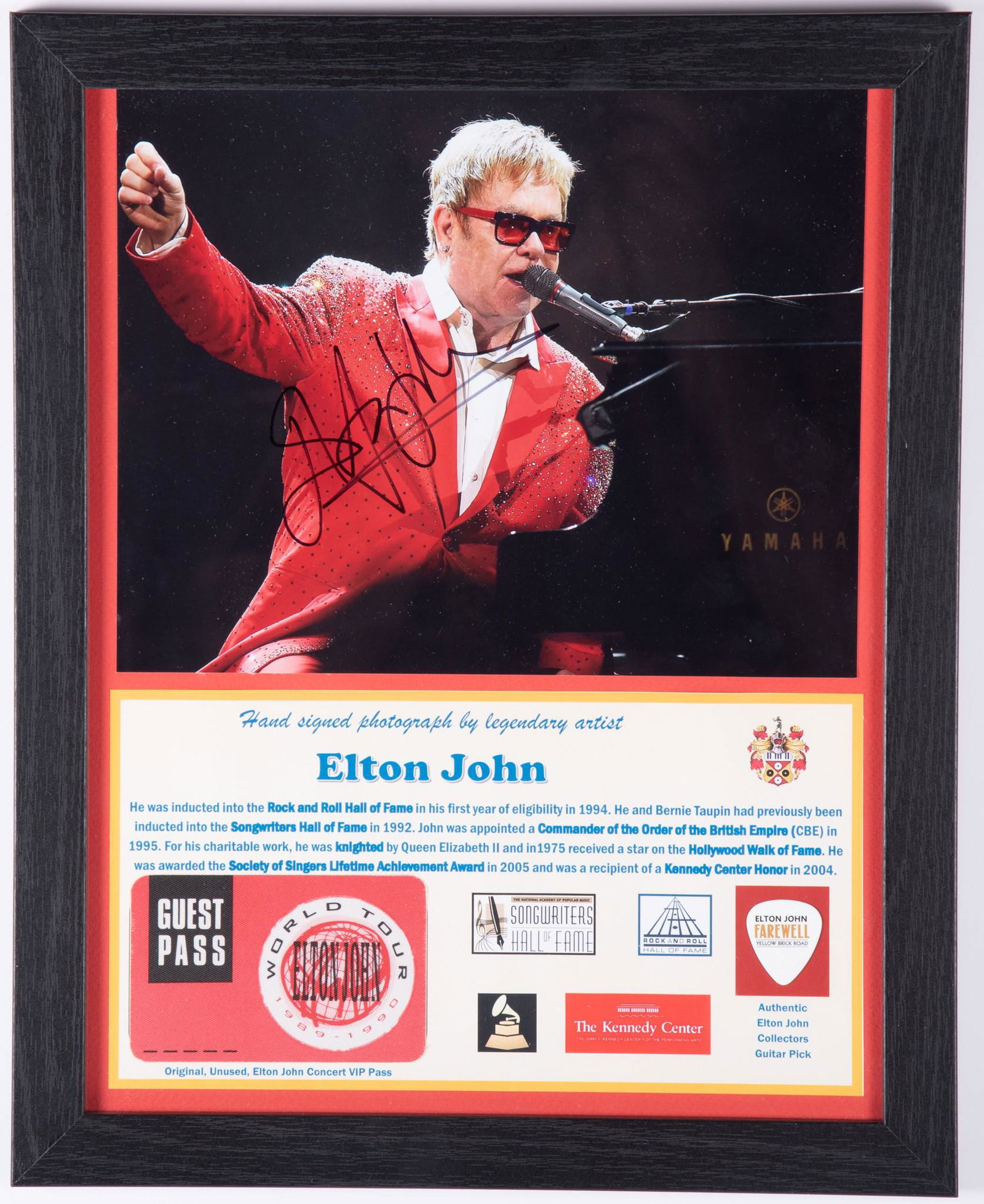 ELTON JOHN SIGNED PHOTO/CONCERT PASS/PICK (1 of 2)