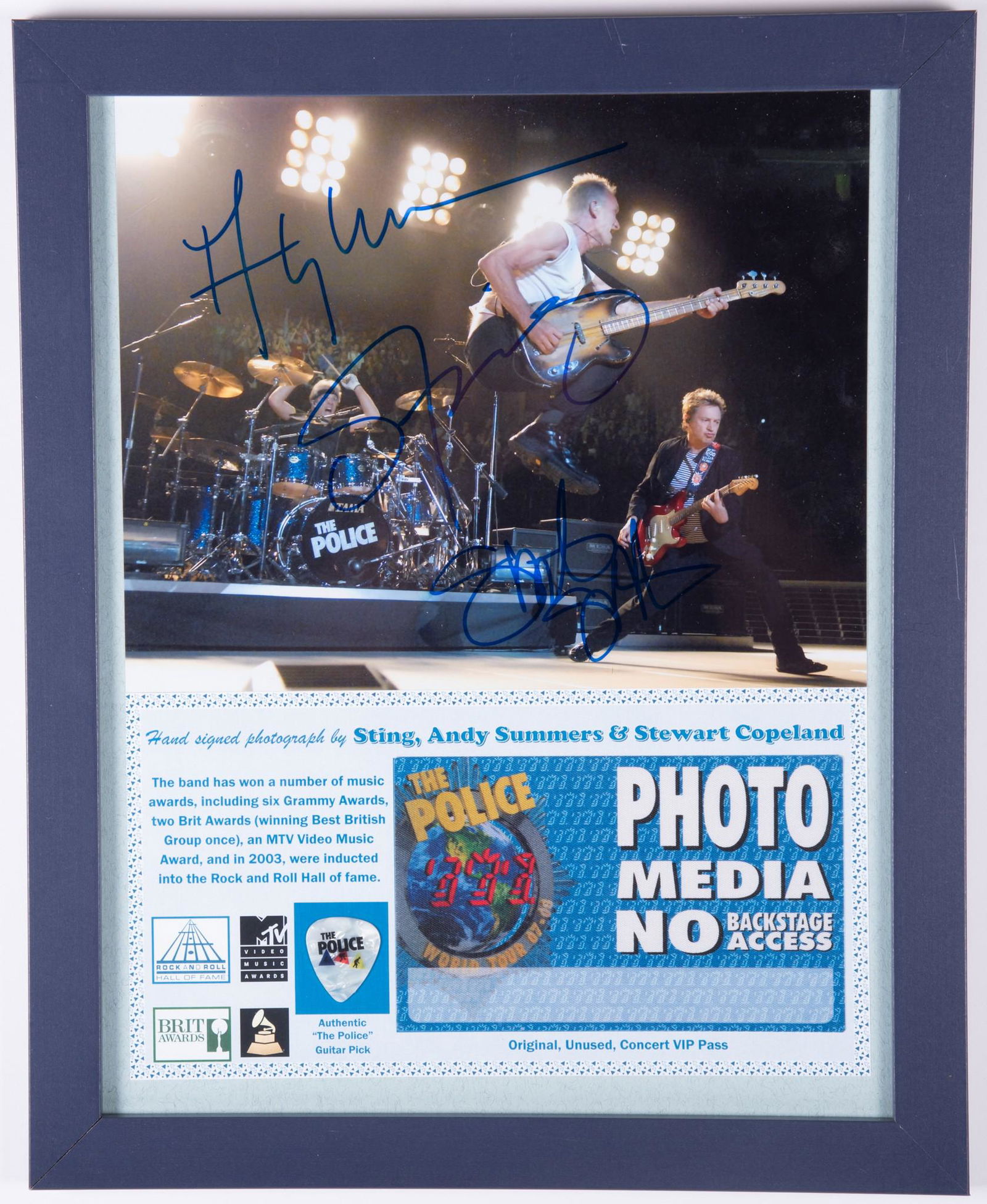 THE POLICE SIGNED PHOTO/CONCERT PASS/PICK (1 of 2)