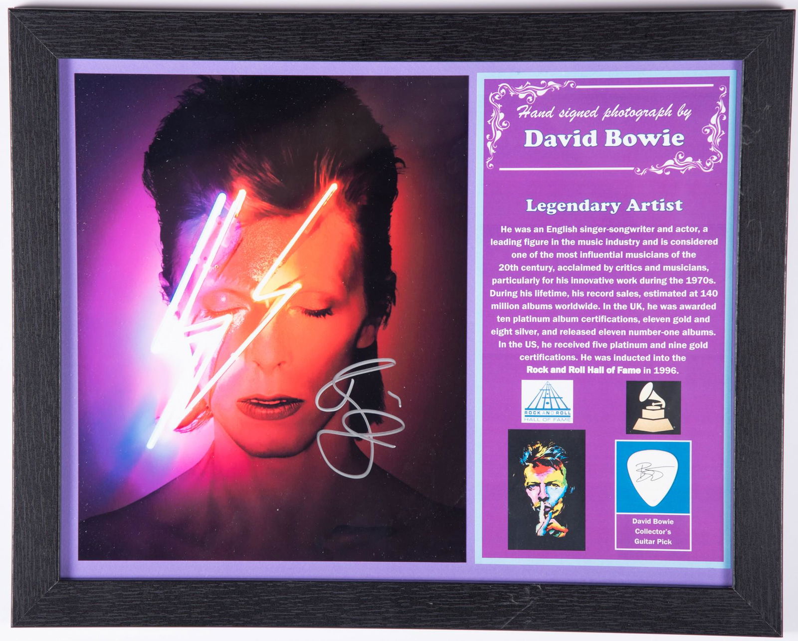DAVID BOWIE SIGNED PHOTO/PICK (1 of 2)