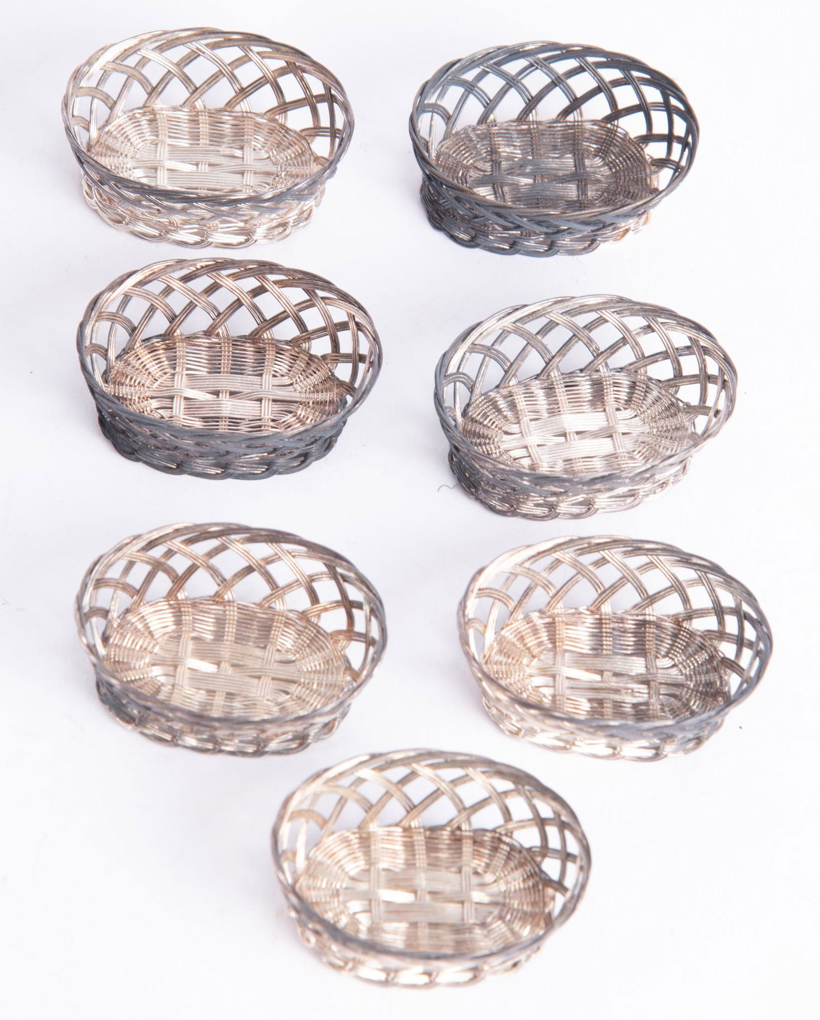 Seven Diminutive Sterling Silver Baskets (1 of 3)