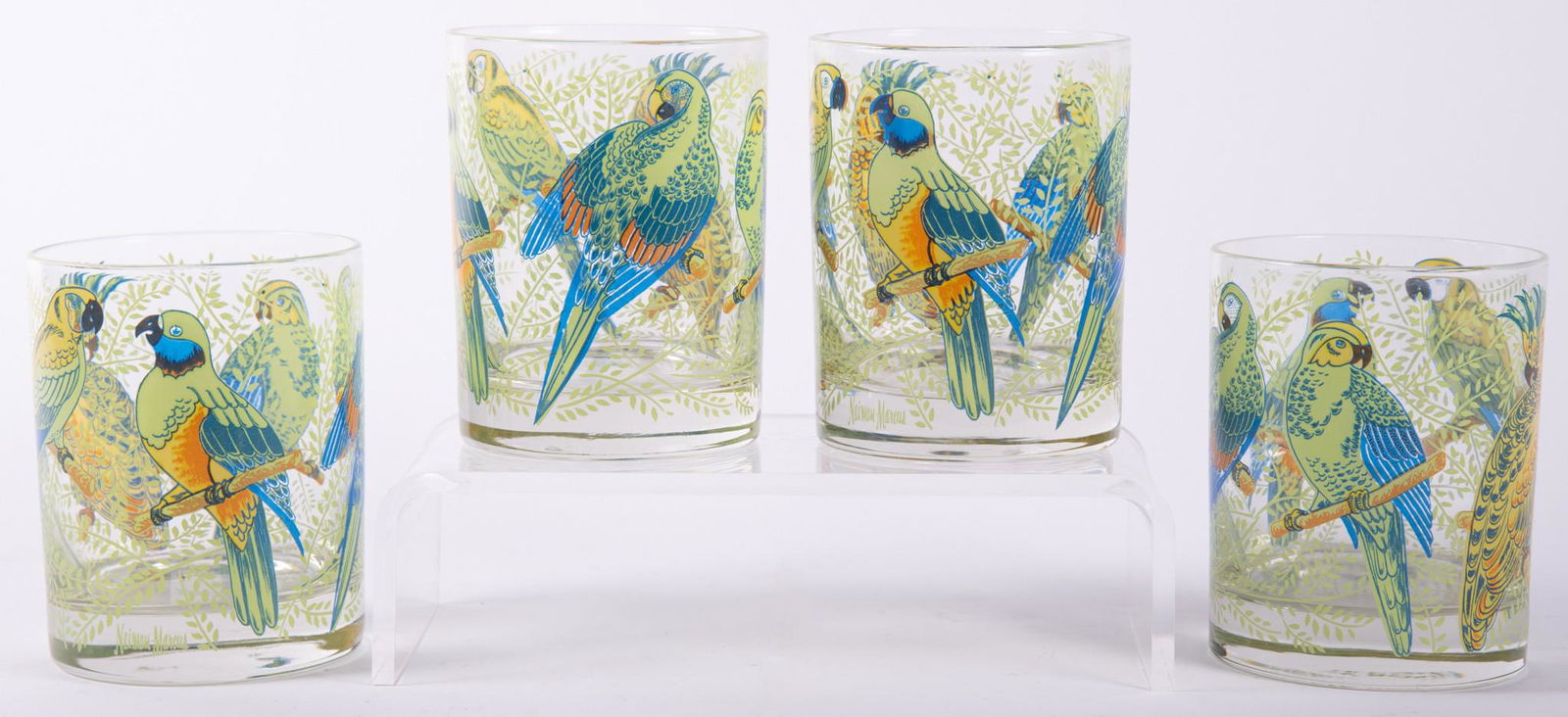 Thirty-Nine Vintage Neiman Marcus Highball Glasses with Parrot Decoration (1 of 4)